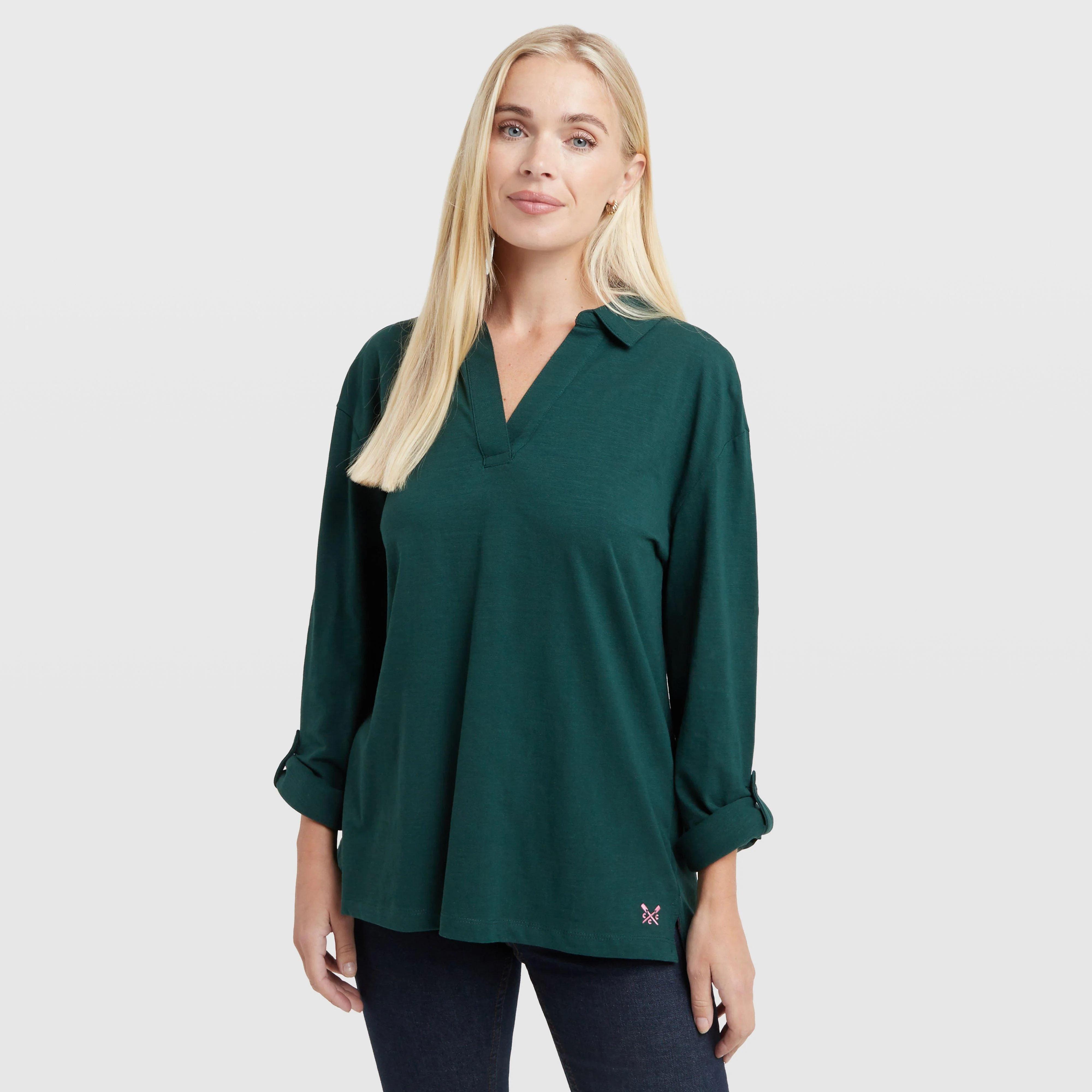 Women's Flip Collar Slub Top