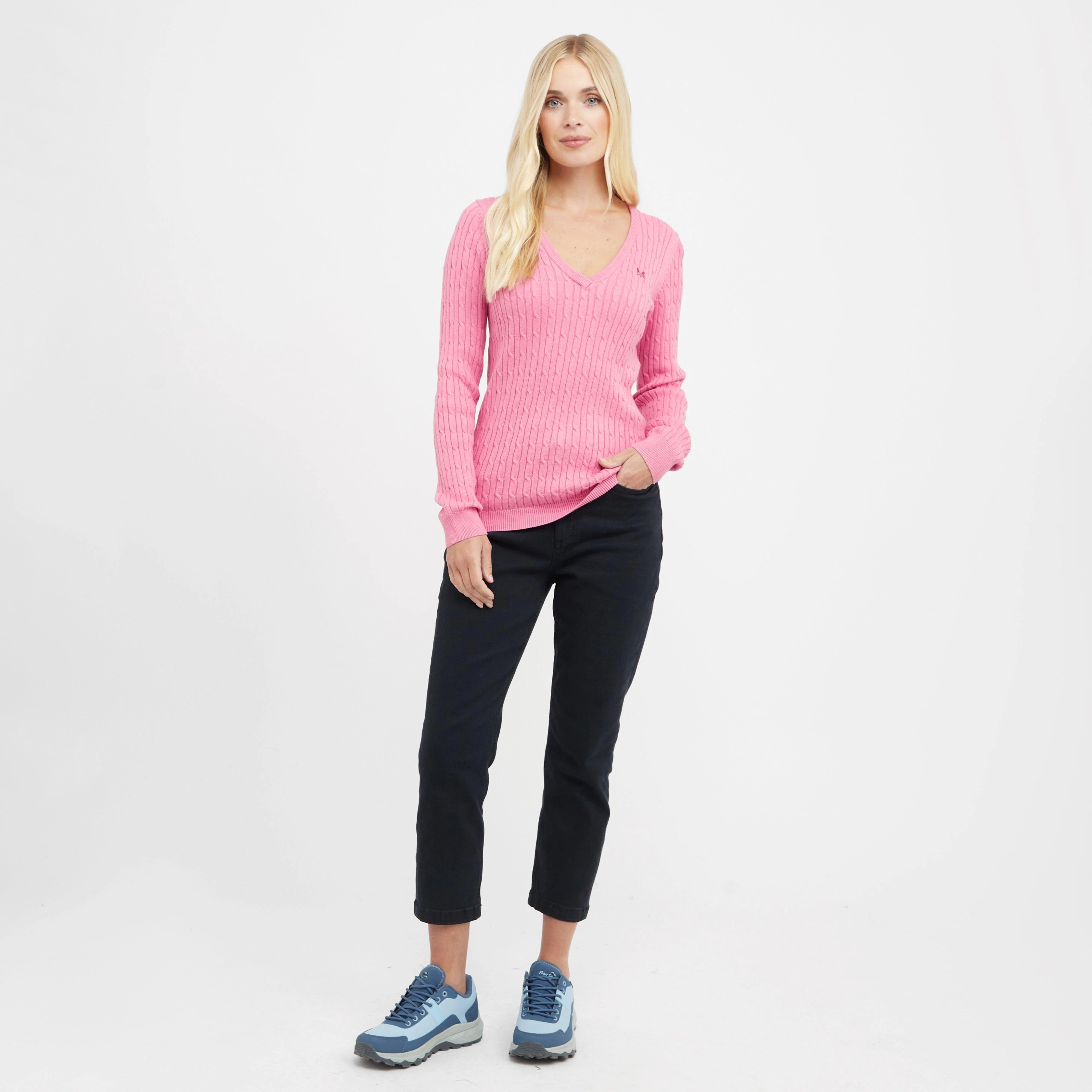 Women’s Heritage Cable Knit V Neck Jumper - Image 3