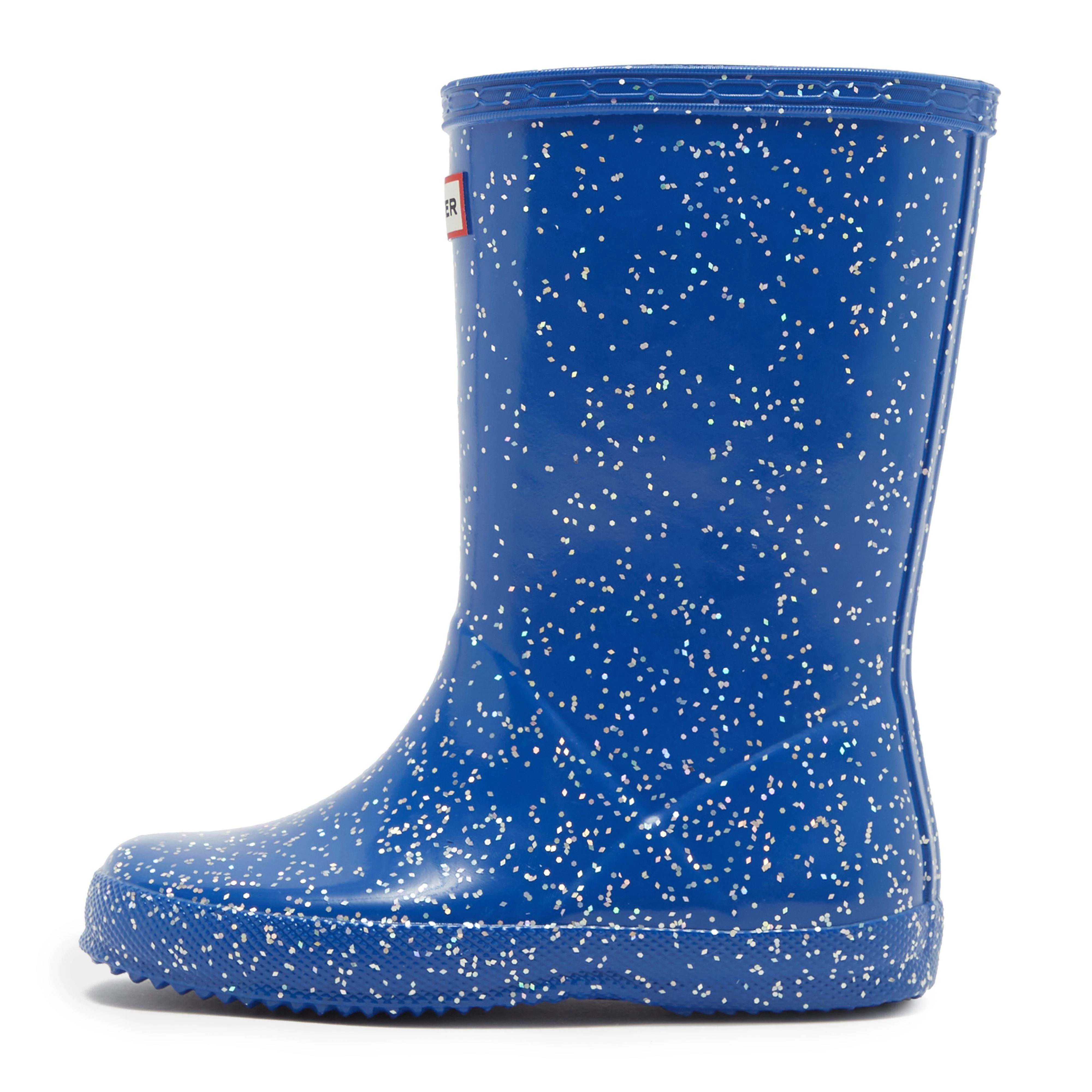 Kids Original First Giant Glitter Wellington Boots Blue - Image 7