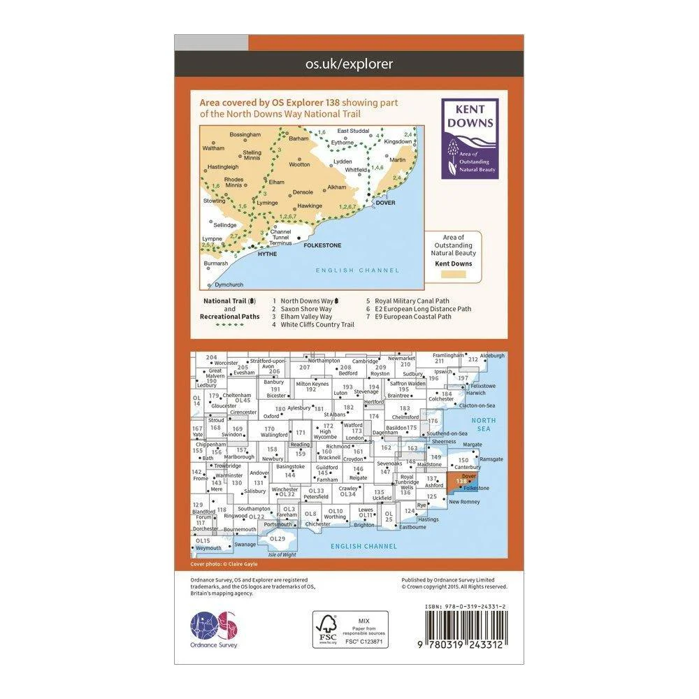 Explorer 138 Dover, Folkestone & Hythe Map With Digital Version - Image 2
