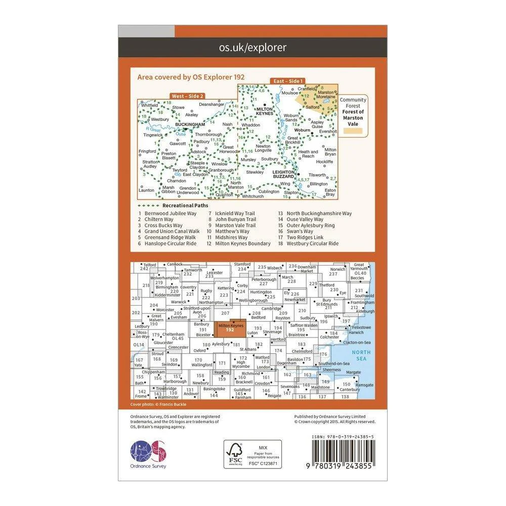 Explorer 192 Buckingham & Milton Keynes Map With Digital Version - Image 2
