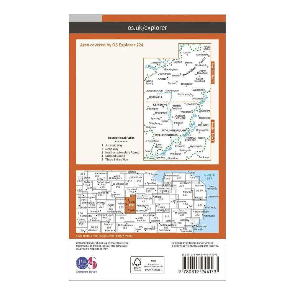 Explorer 224 Corby, Kettering & Wellingborough Map With Digital Version - Image 2
