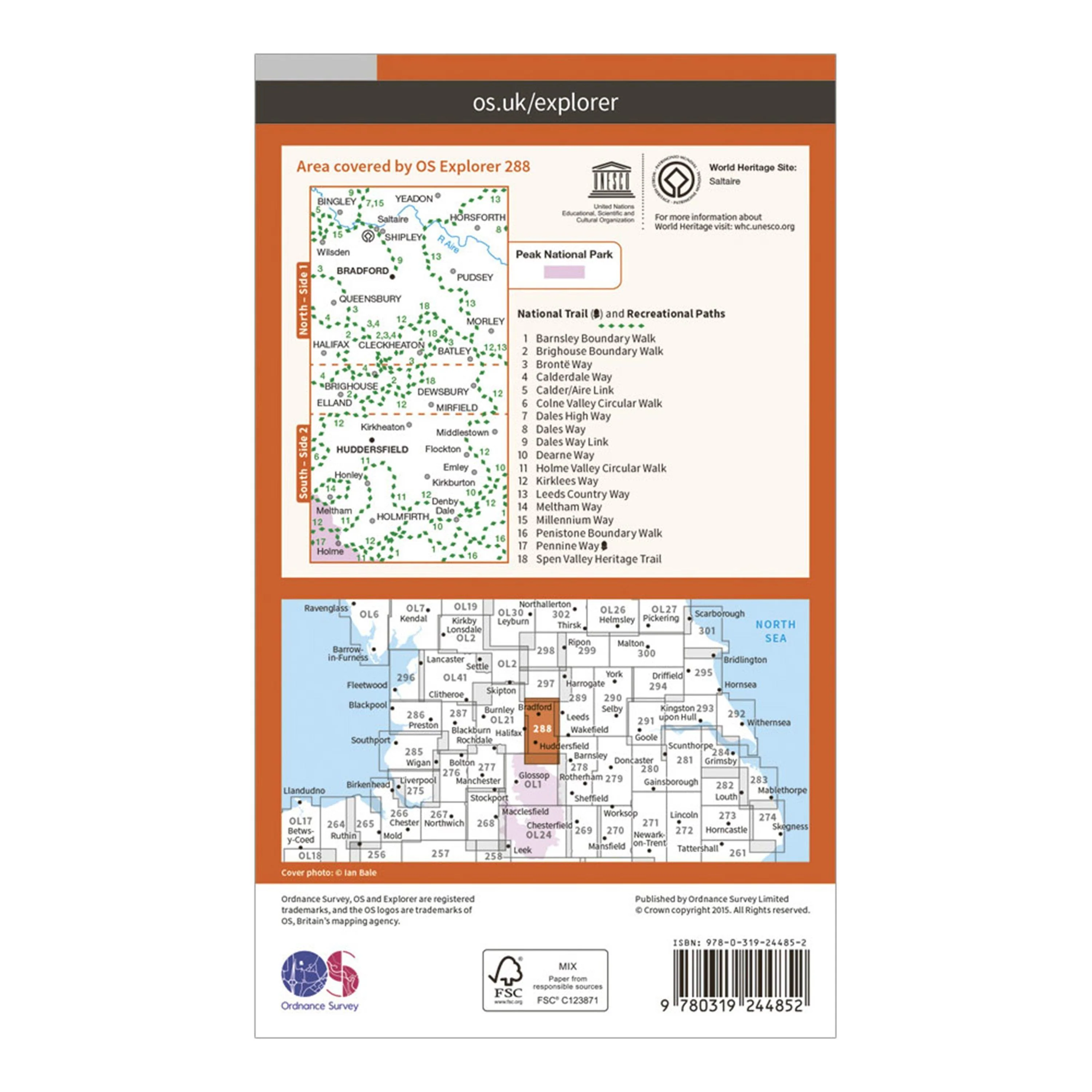 Explorer 288 Bradford & Huddersfield Map With Digital Version - Image 2
