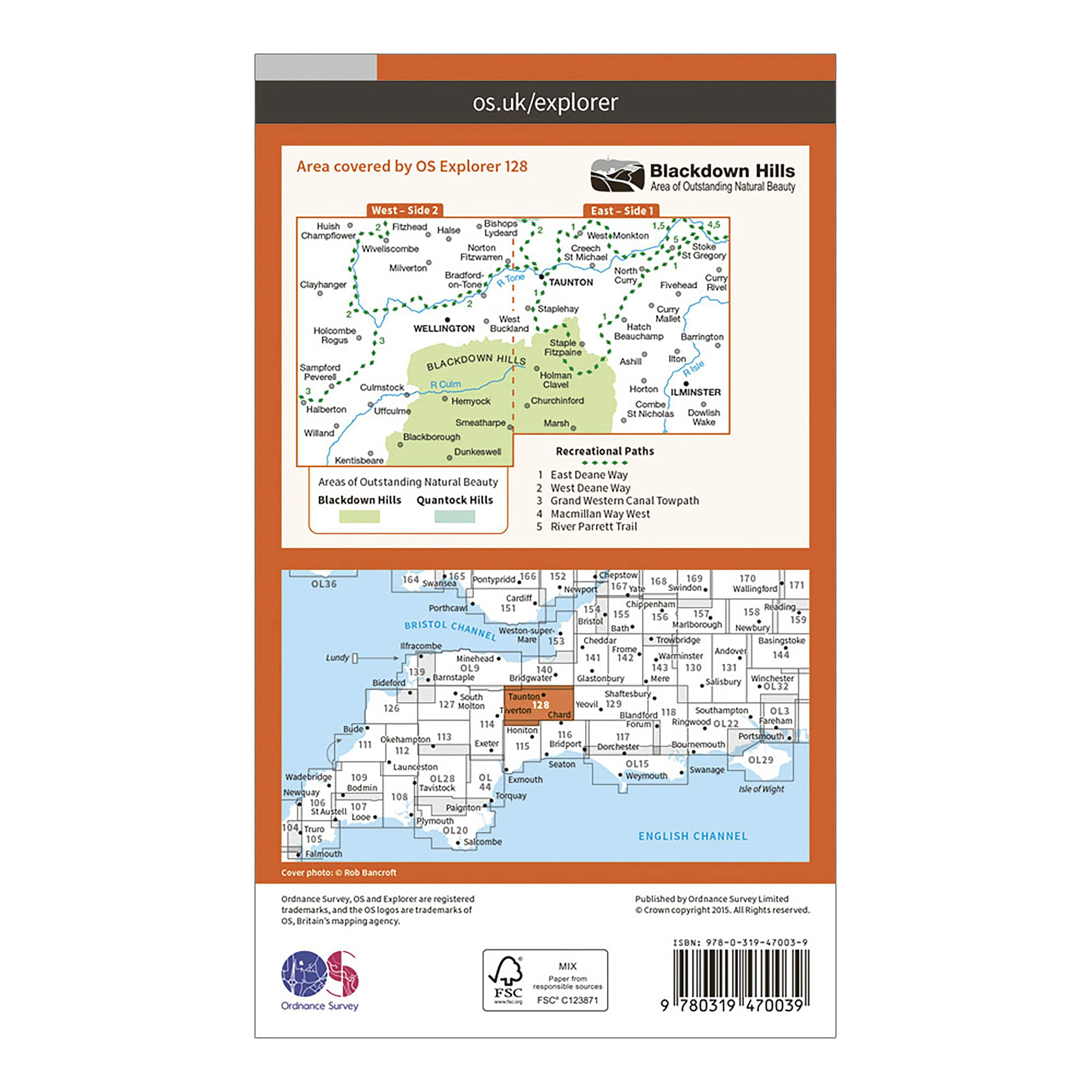 Explorer Active 128 Taunton & Blackdown Hills Map With Digital Version - Image 2