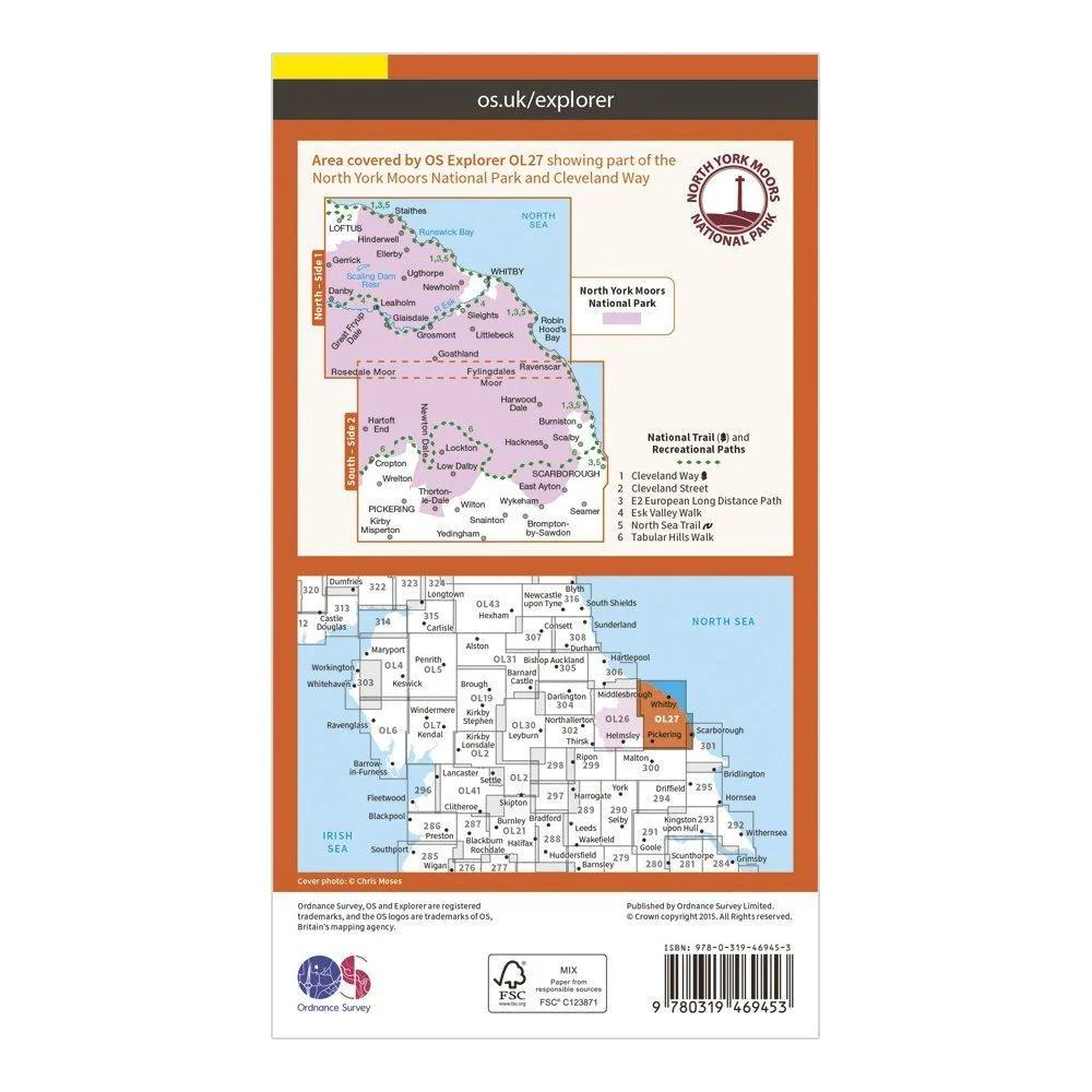 Explorer Active OL 27 North York Moors - Eastern Area Map With Digital Version - Image 7