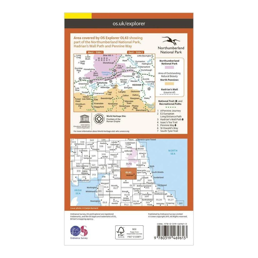 Explorer Active OL43 Hadrian's Wall Map With Digital Version - Image 2