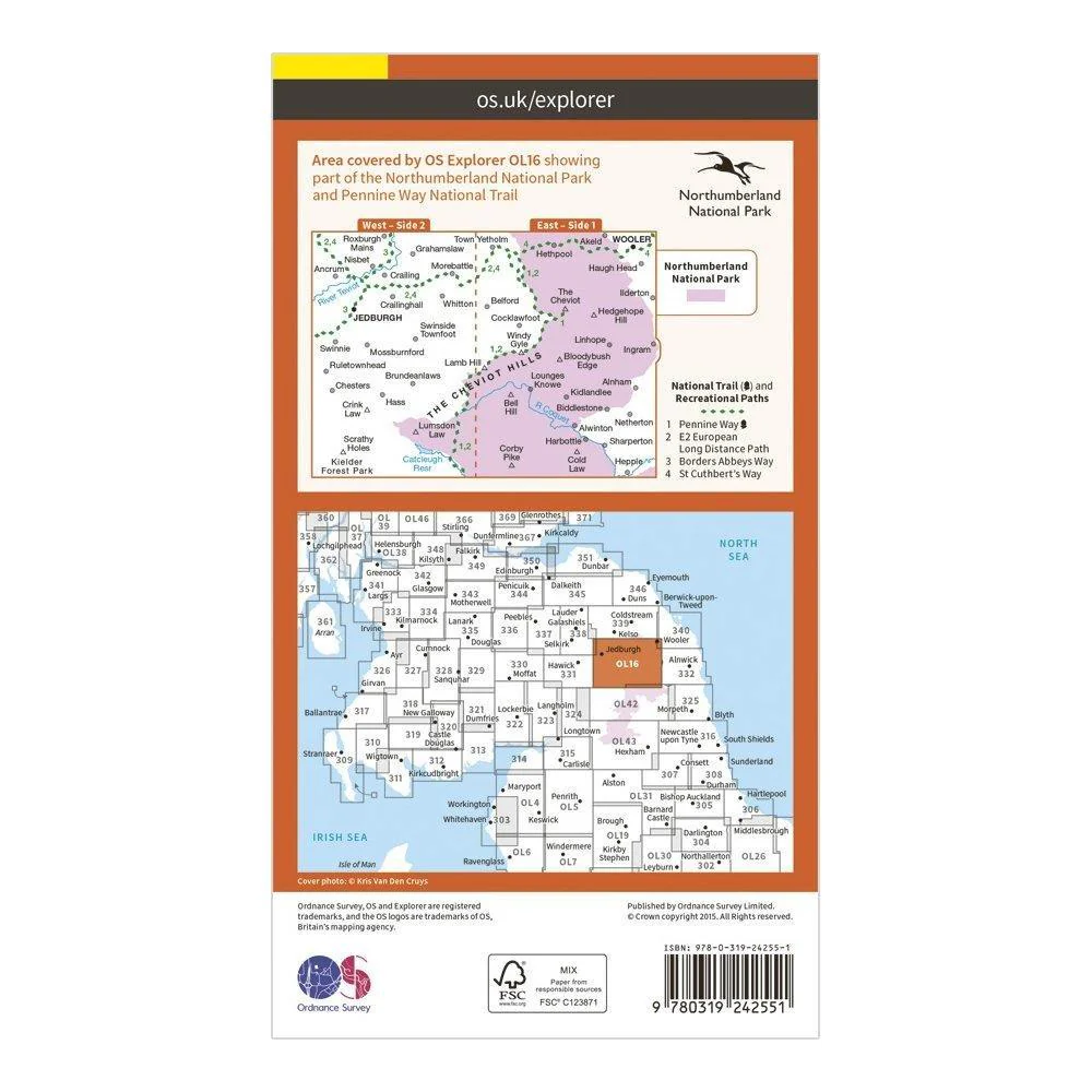 Explorer OL16 The Cheviot Hills Map With Digital Version - Image 2