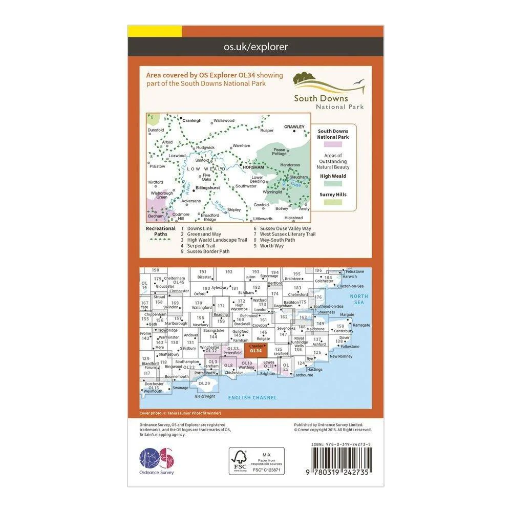 Explorer OL34 Crawley & Horsham Map With Digital Version - Image 2