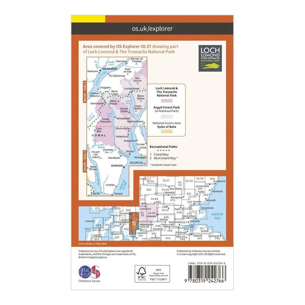 Explorer OL37 Cowal East Dunoon & Inveraray Map With Digital Version - Image 2