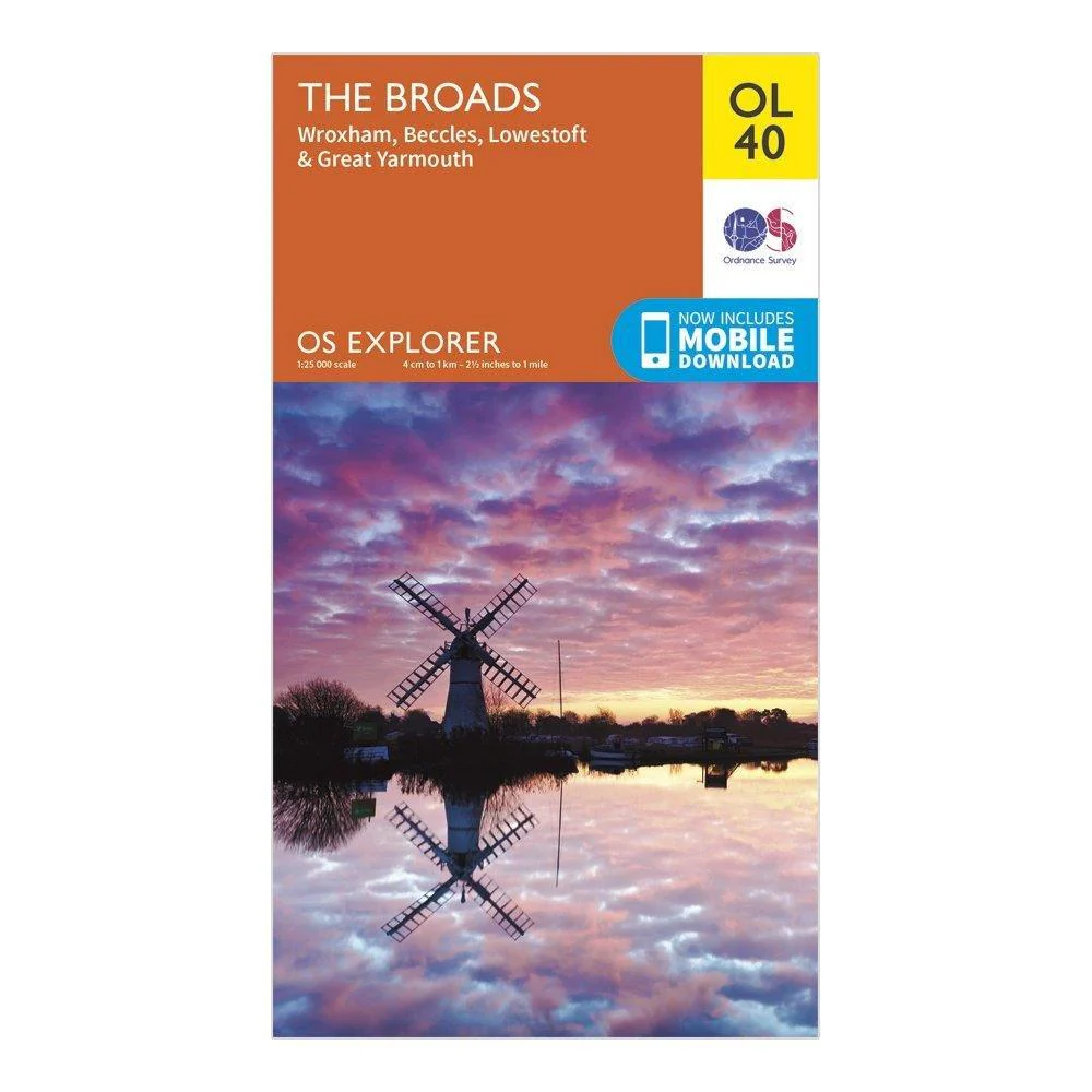 Explorer OL40 The Broads Map With Digital Version