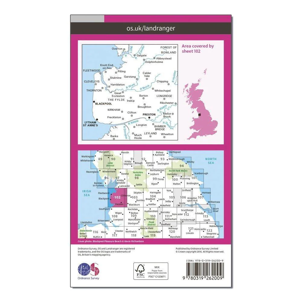 Landranger 102 Preston & Blackpool, Lytham Map With Digital Version - Image 2