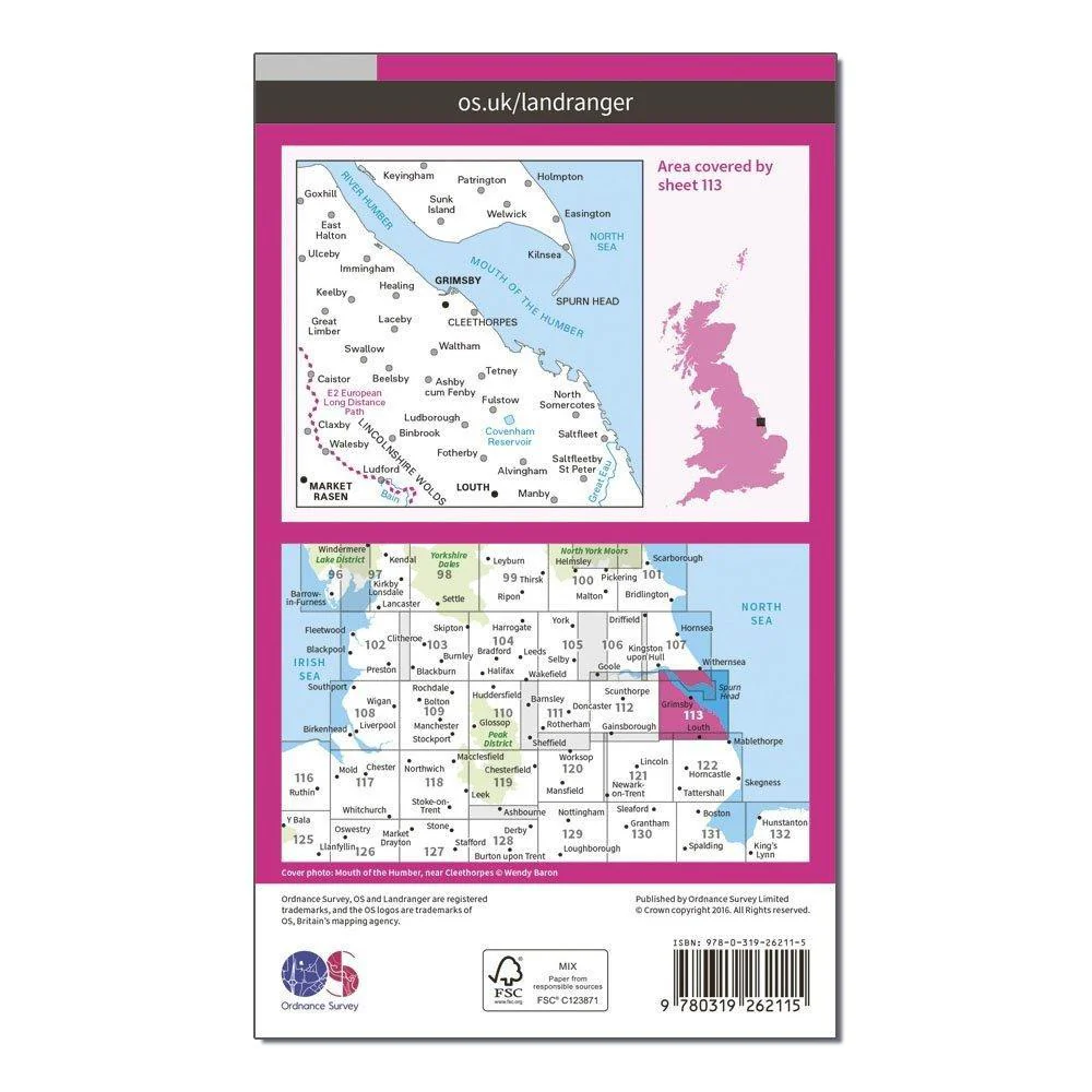 Landranger 113 Grimsby, Louth & Market Rasen Map With Digital Version - Image 2