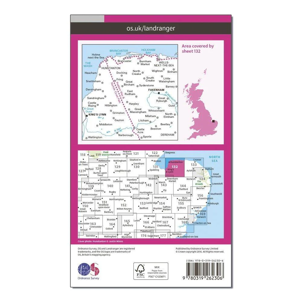Landranger 132 North West Norfolk, King's Lynn & Fakenham Map With Digital Version - Image 2