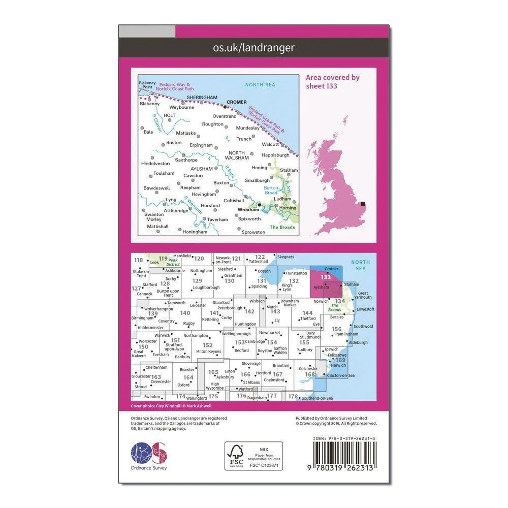 Landranger 133 North East Norfolk, Cromer & Wroxham Map With Digital Version - Image 2