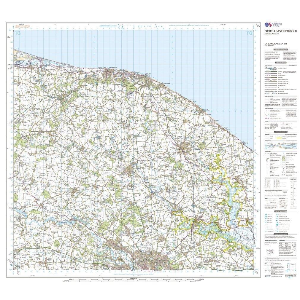 Landranger 133 North East Norfolk, Cromer & Wroxham Map With Digital Version - Image 3