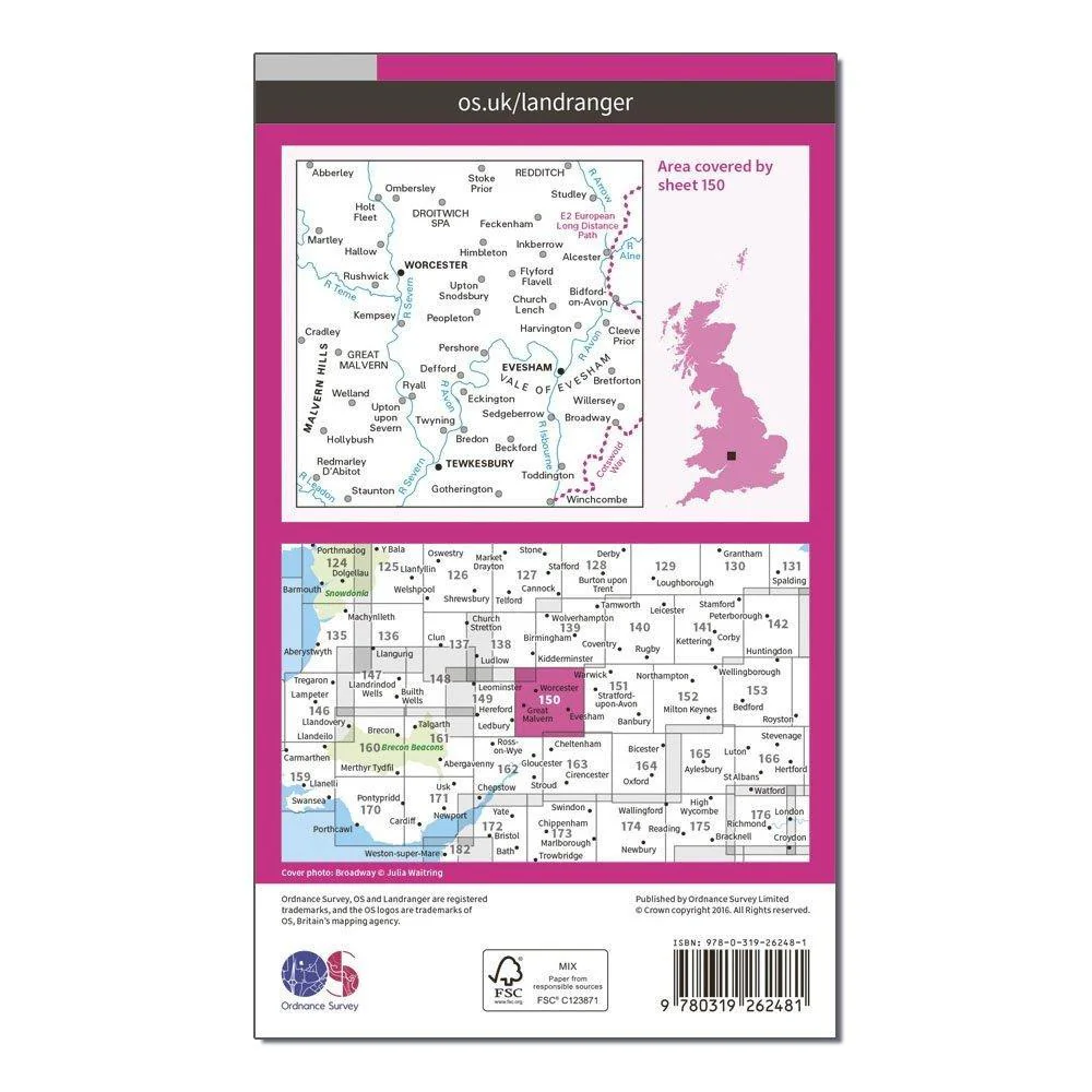 Landranger 150 Worcester & The Malverns, Evesham & Tewkesbury Map With Digital Version - Image 2