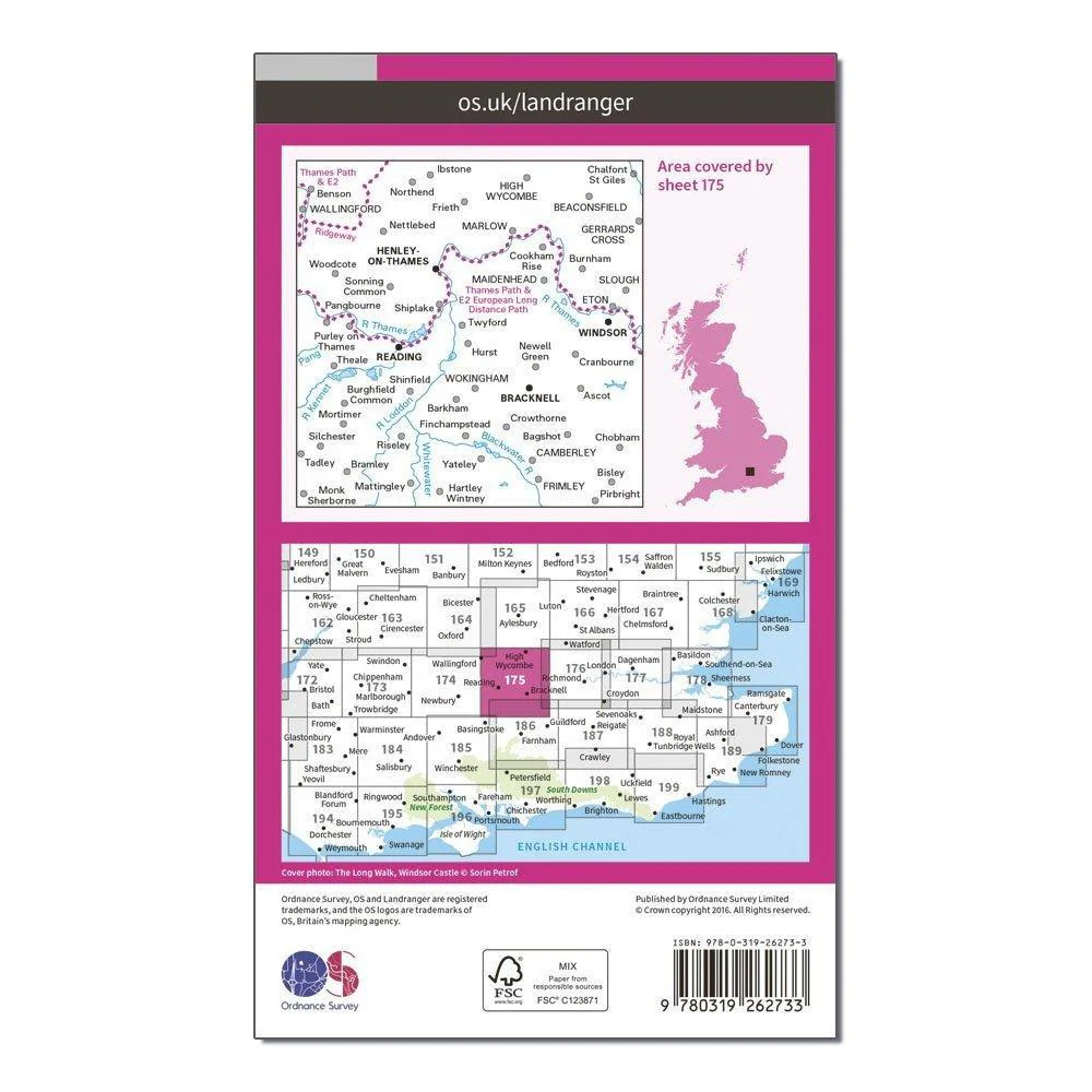 Landranger 175 Reading, Windsor, Henley-on-Thames & Bracknell Map With Digital Version - Image 2