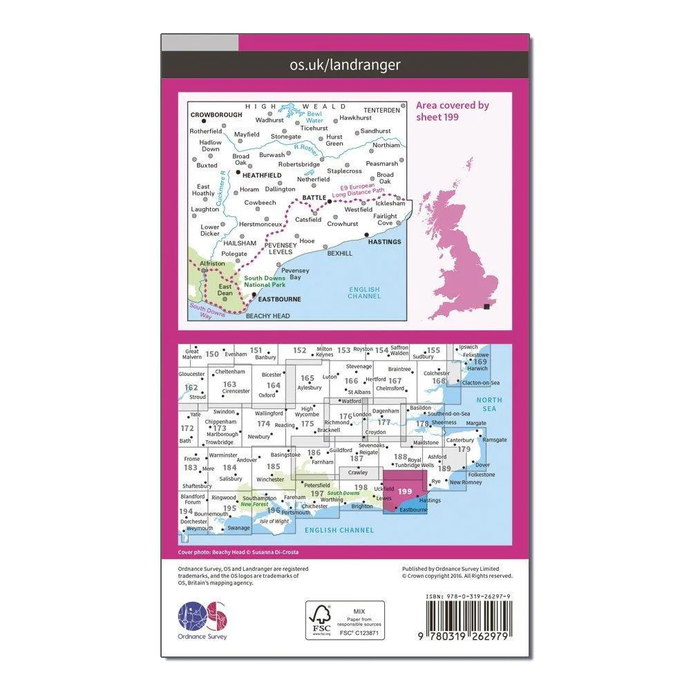 Landranger 199 Eastbourne & Hastings, Battle & Heathfield Map With Digital Version - Image 2