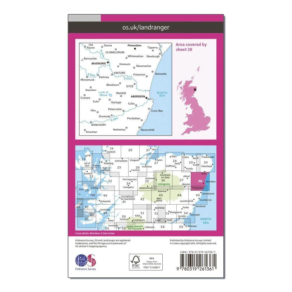 Landranger 38 Aberdeen, Inverurie & Pitmedden Map With Digital Version - Image 2