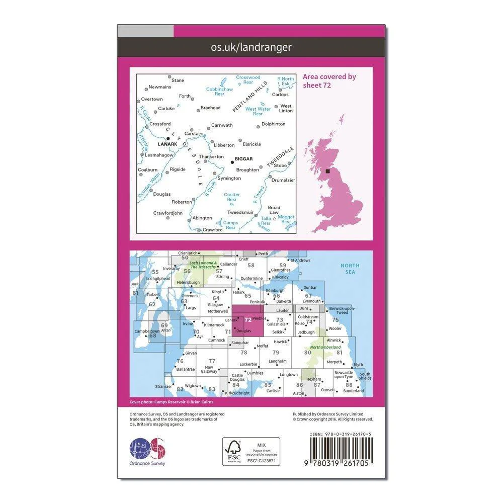 Landranger 72 Upper Clyde Valley, Biggar & Lanark Map With Digital Version - Image 2