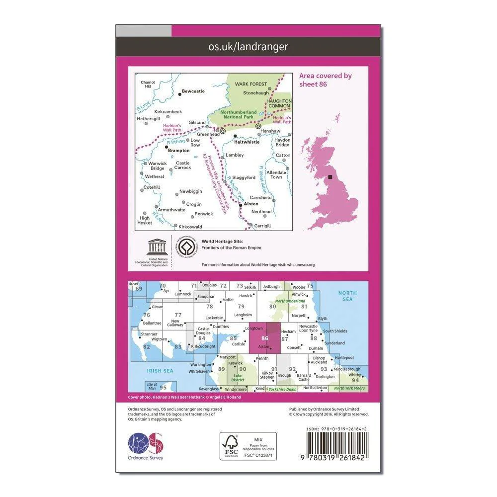 Landranger 86 Haltwhistle & Brampton, Bewcastle & Alston Map With Digital Version - Image 2