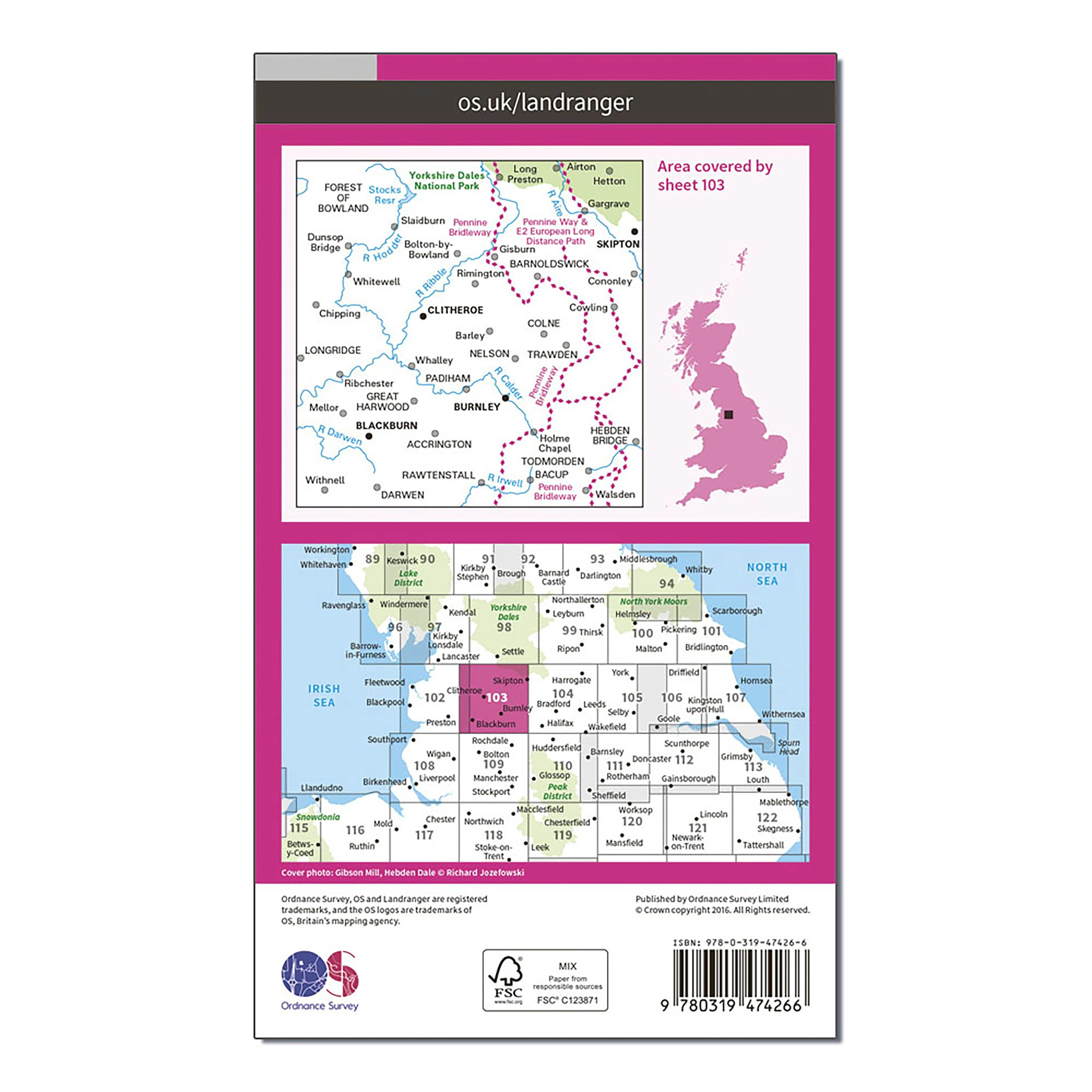 Landranger Active 103 Blackburn & Burnley, Clitheroe & Skipton Map With Digital Version - Image 2