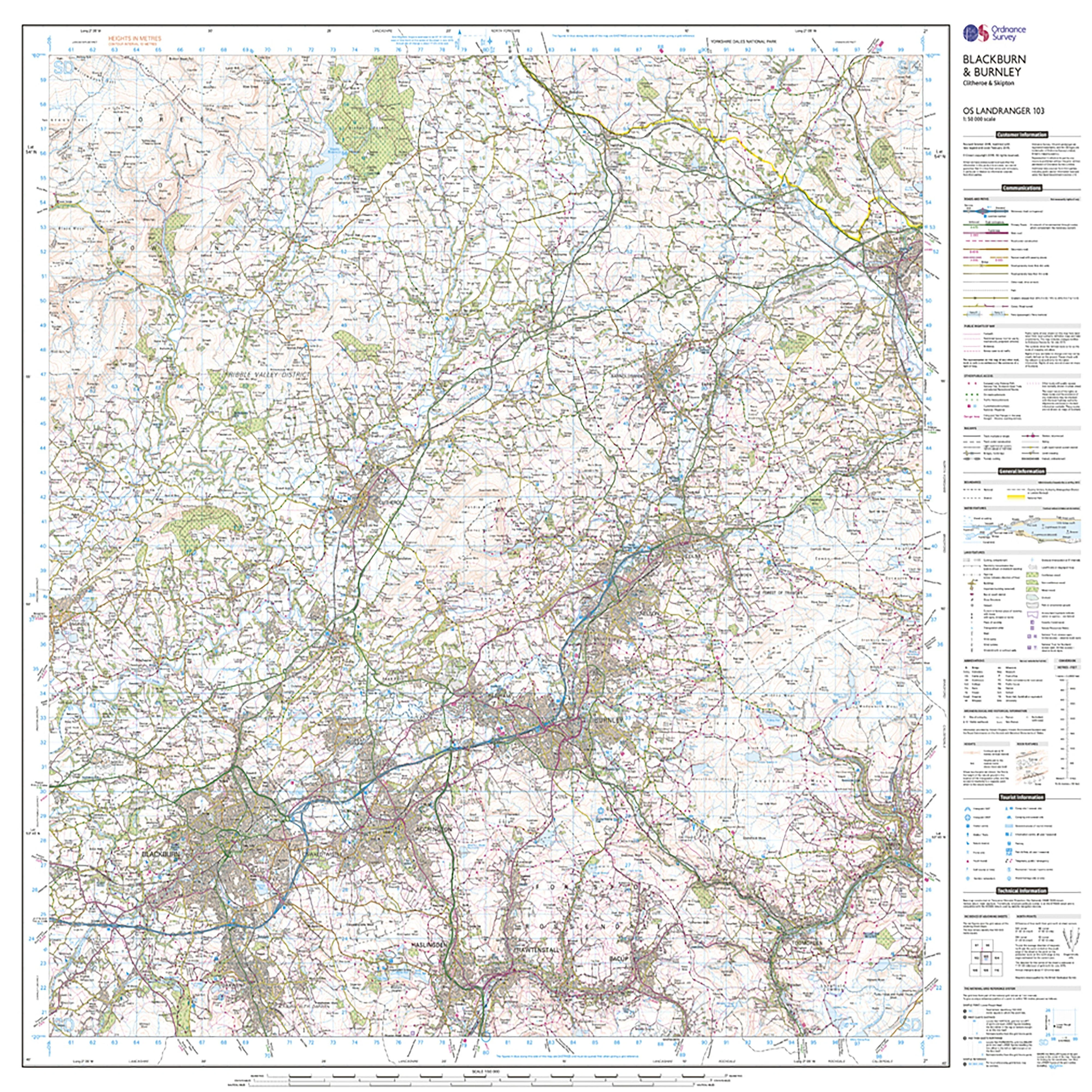 Landranger Active 103 Blackburn & Burnley, Clitheroe & Skipton Map With Digital Version - Image 3