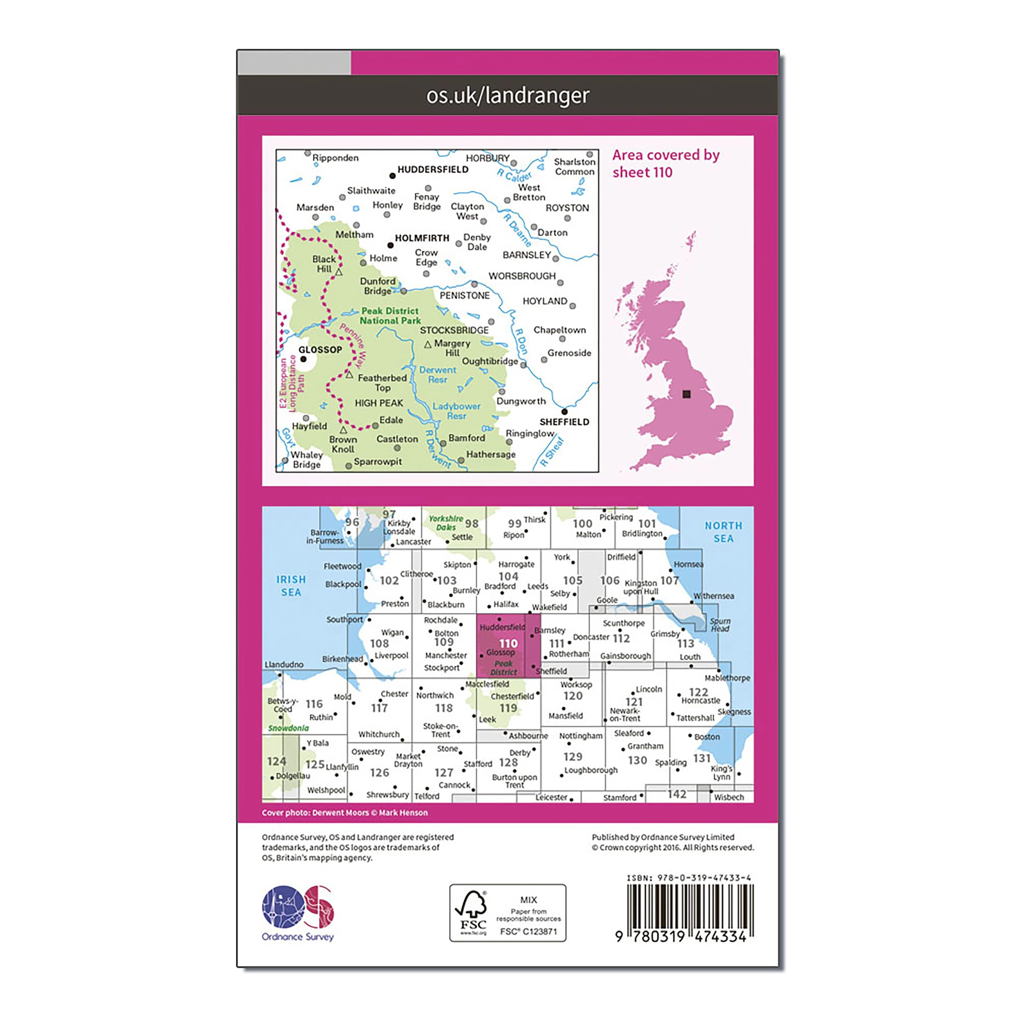 Landranger Active 110 Sheffield & Huddersfield, Glossop & Holmfirth Map With Digital Version - Image 2