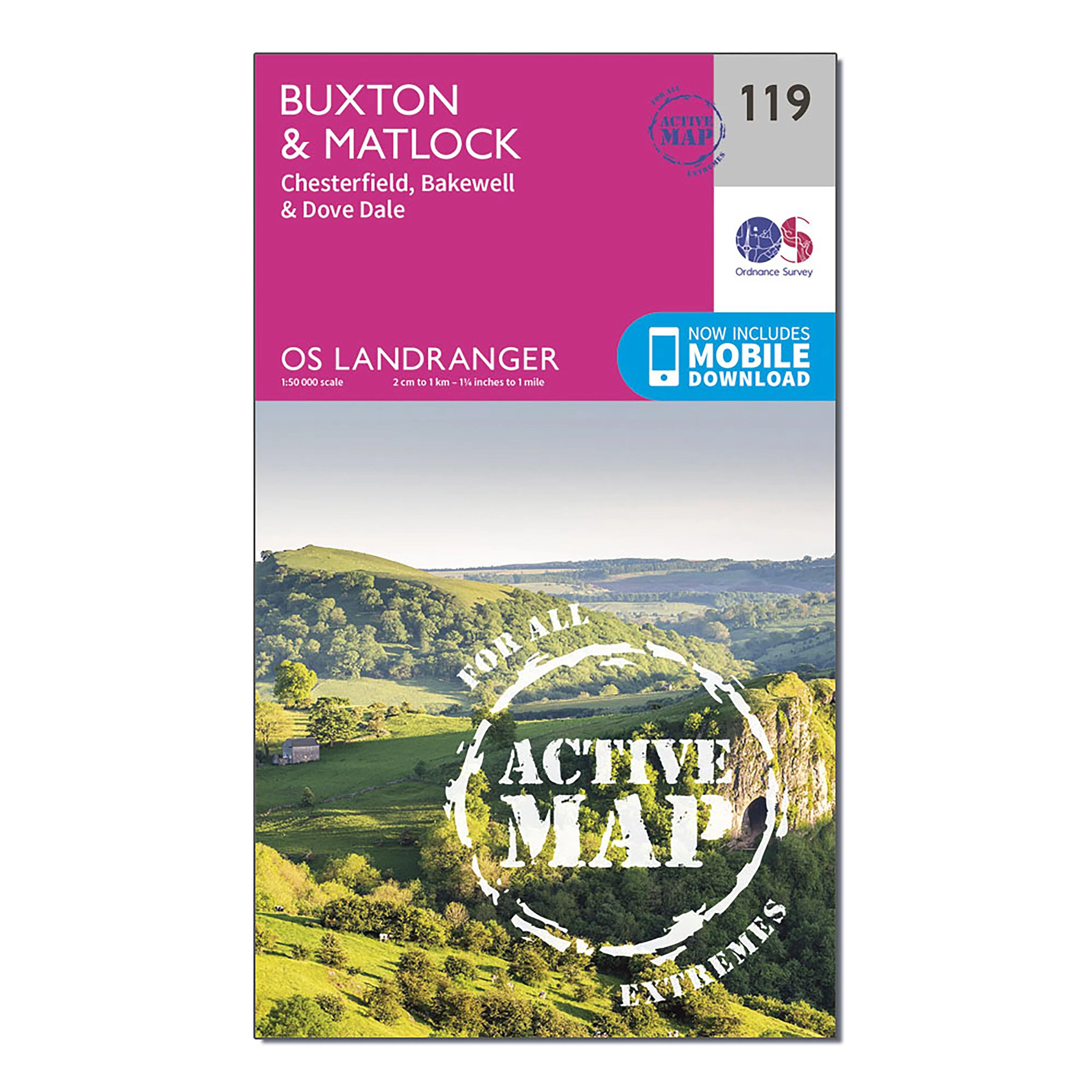 Landranger Active 119 Buxton & Matlock, Chesterfield, Bakewell & Dove Dale Map With Digital Version