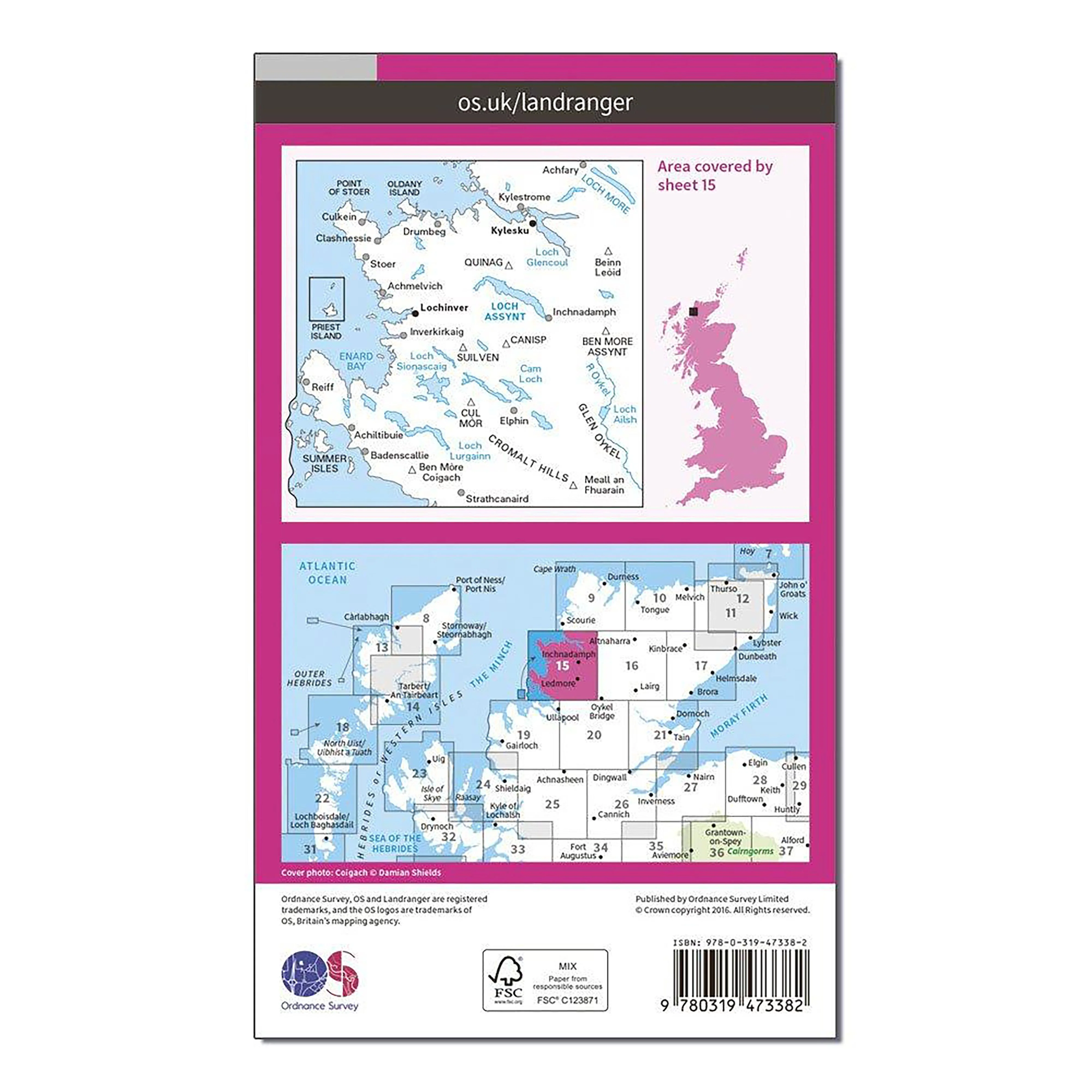 Landranger Active 15 Loch Assynt, Lochinver & Kylesku Map With Digital Version - Image 2