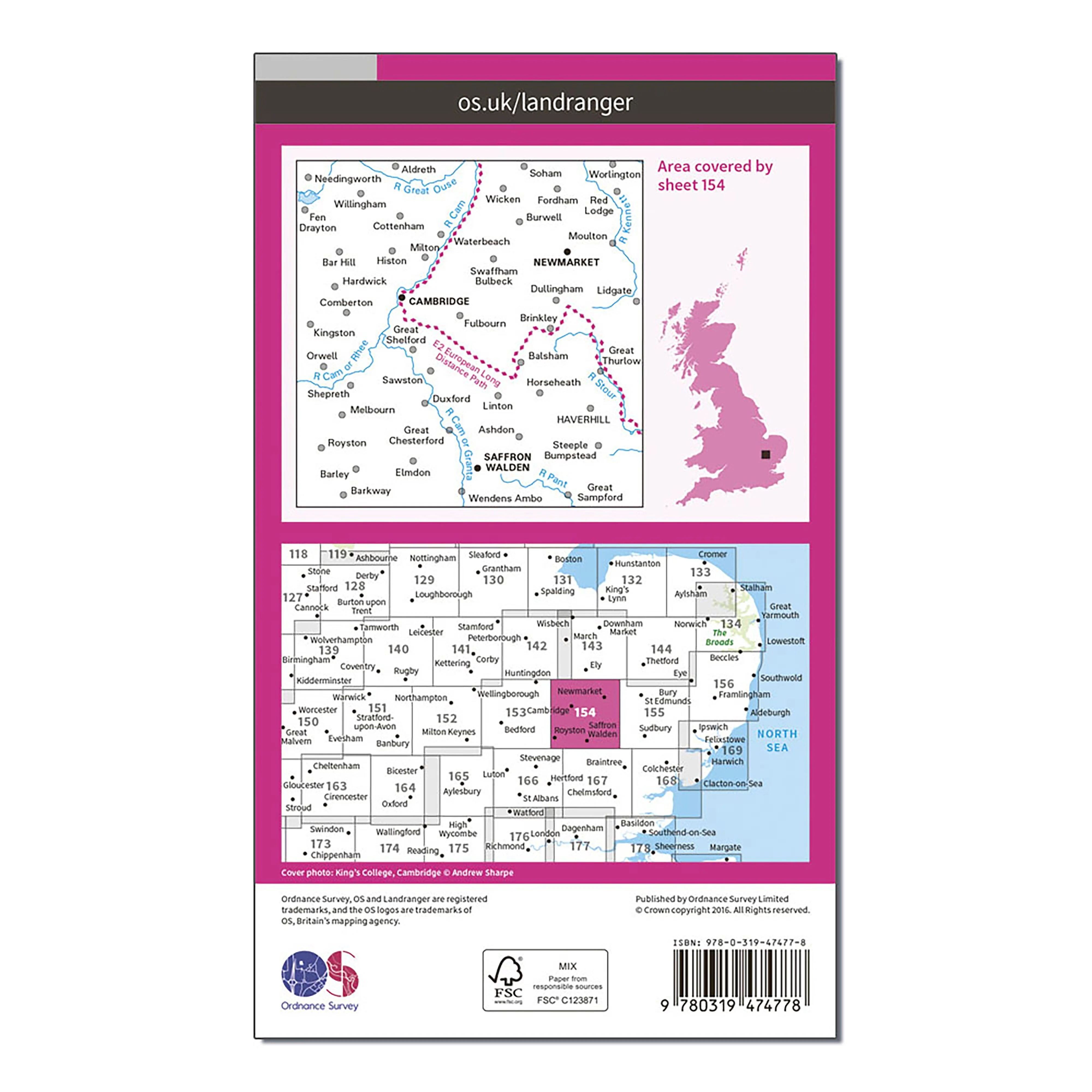 Landranger Active 154 Cambridge, Newmarket & Saffron Walden Map With Digital Version - Image 2