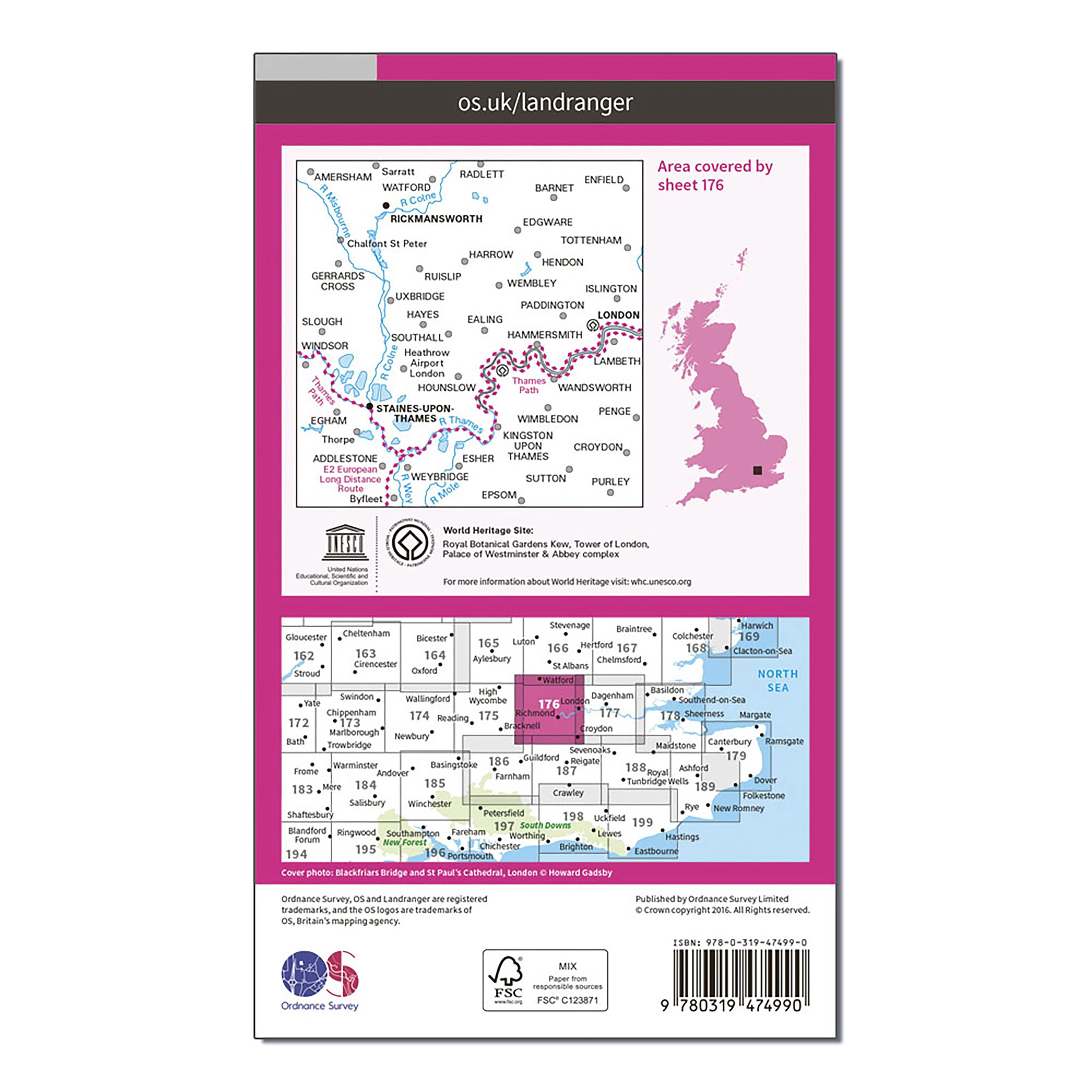 Landranger Active 176 West London, Rickmansworth & Staines Map With Digital Version - Image 2