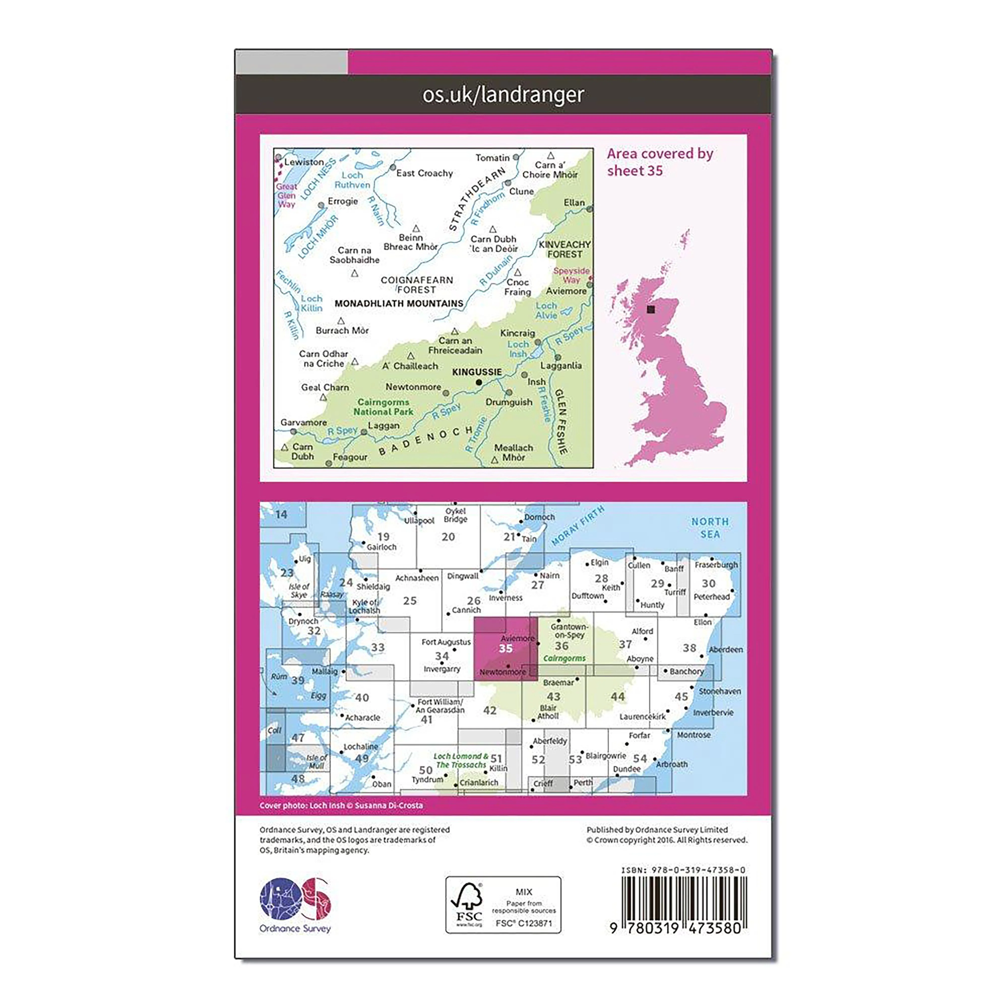 Landranger Active 35 Kingussie & Monadhliath Mountains Map With Digital Version - Image 2
