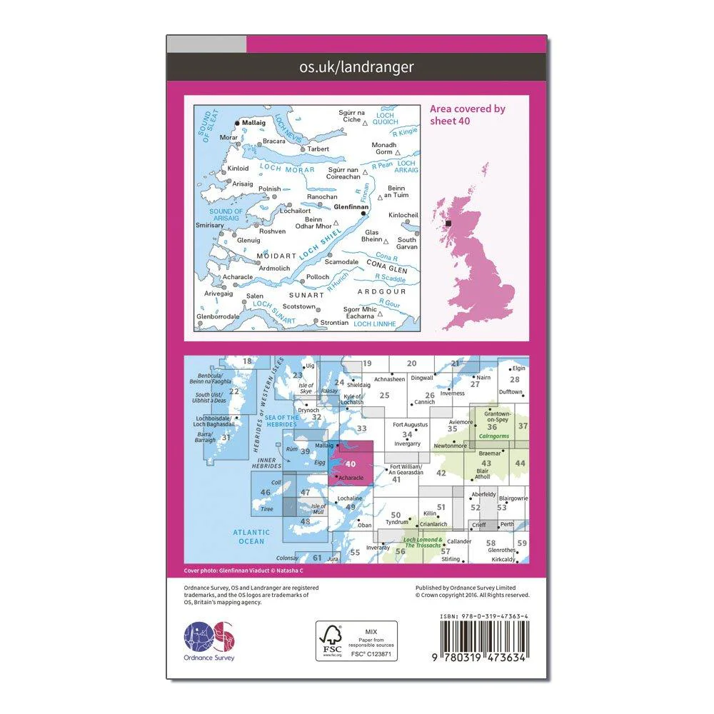 Landranger Active 40 Mallaig & Glenfinnan, Loch Shiel Map With Digital Version - Image 2