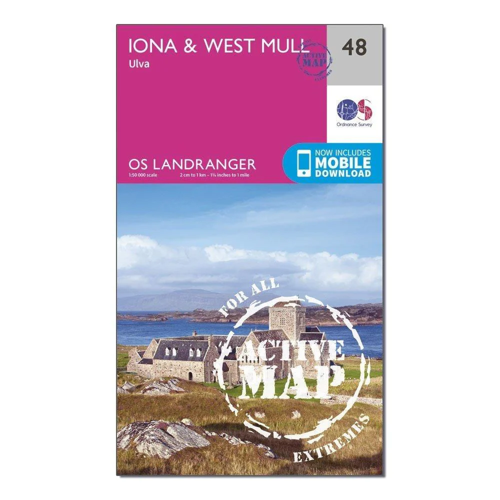 Landranger Active 48 Iona & West Mull, Ulva Map With Digital Version