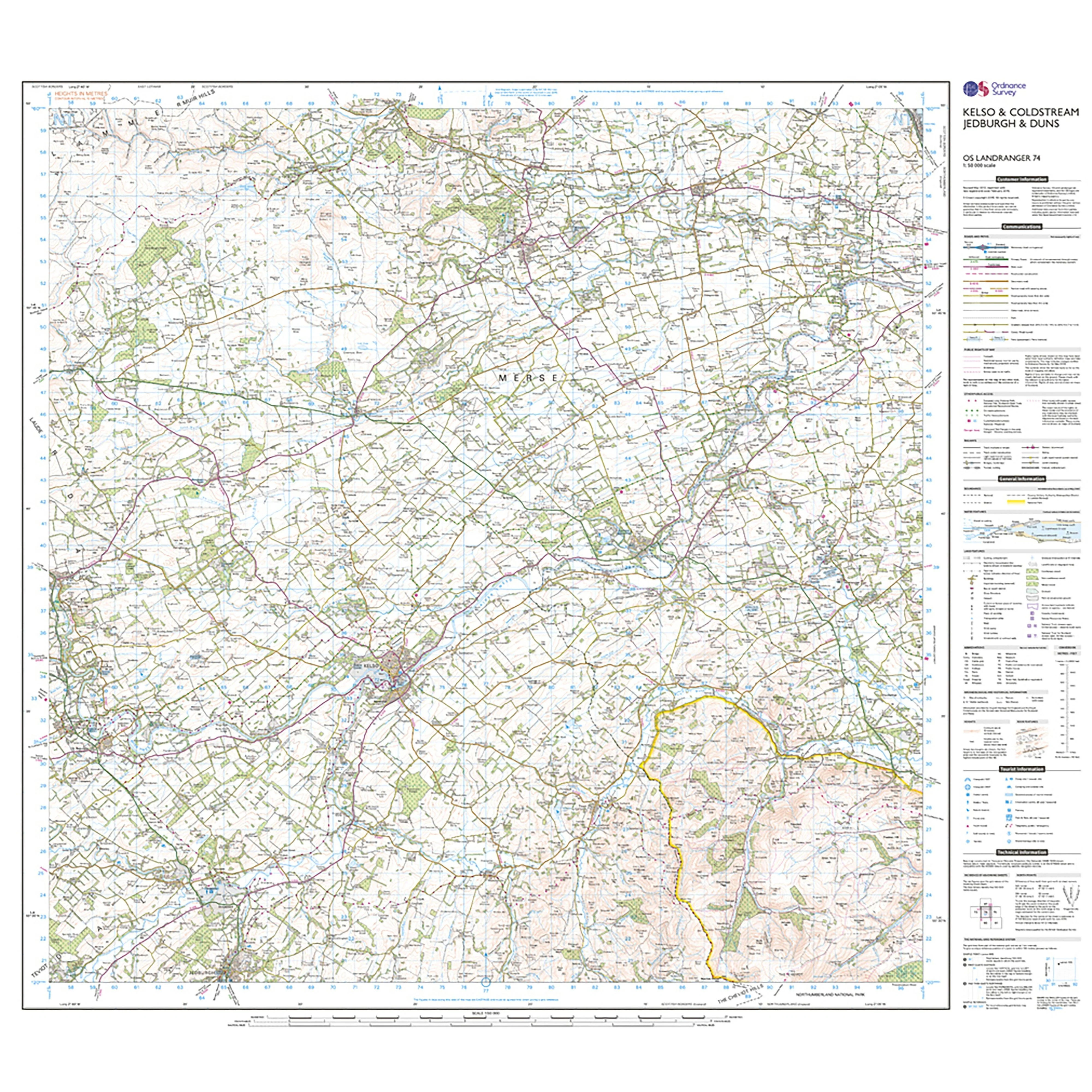Landranger Active 74 Kelso & Coldstream, Jedburgh & Duns Map With Digital Version - Image 3