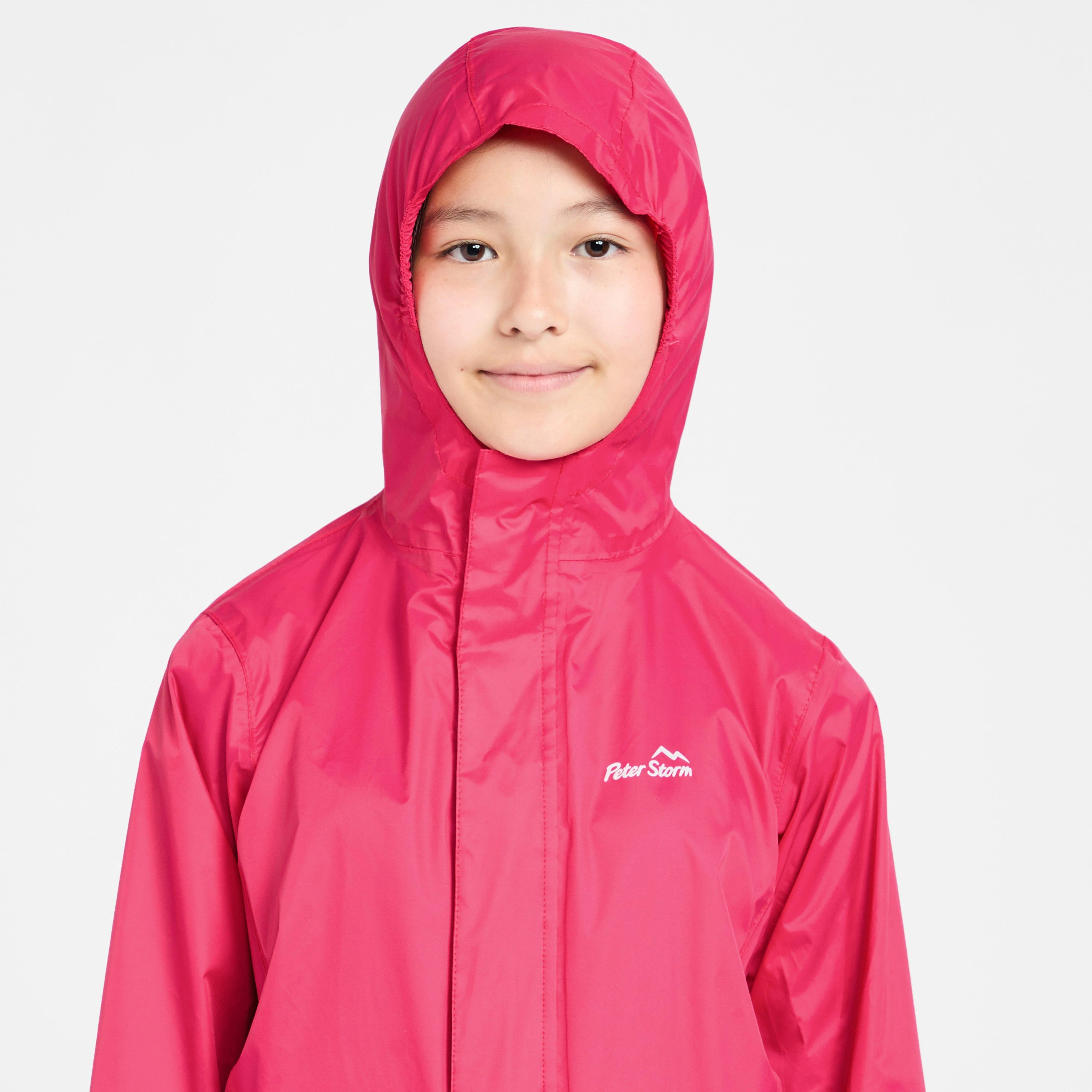 Kids Packable Waterproof Jacket Pink - Image 4
