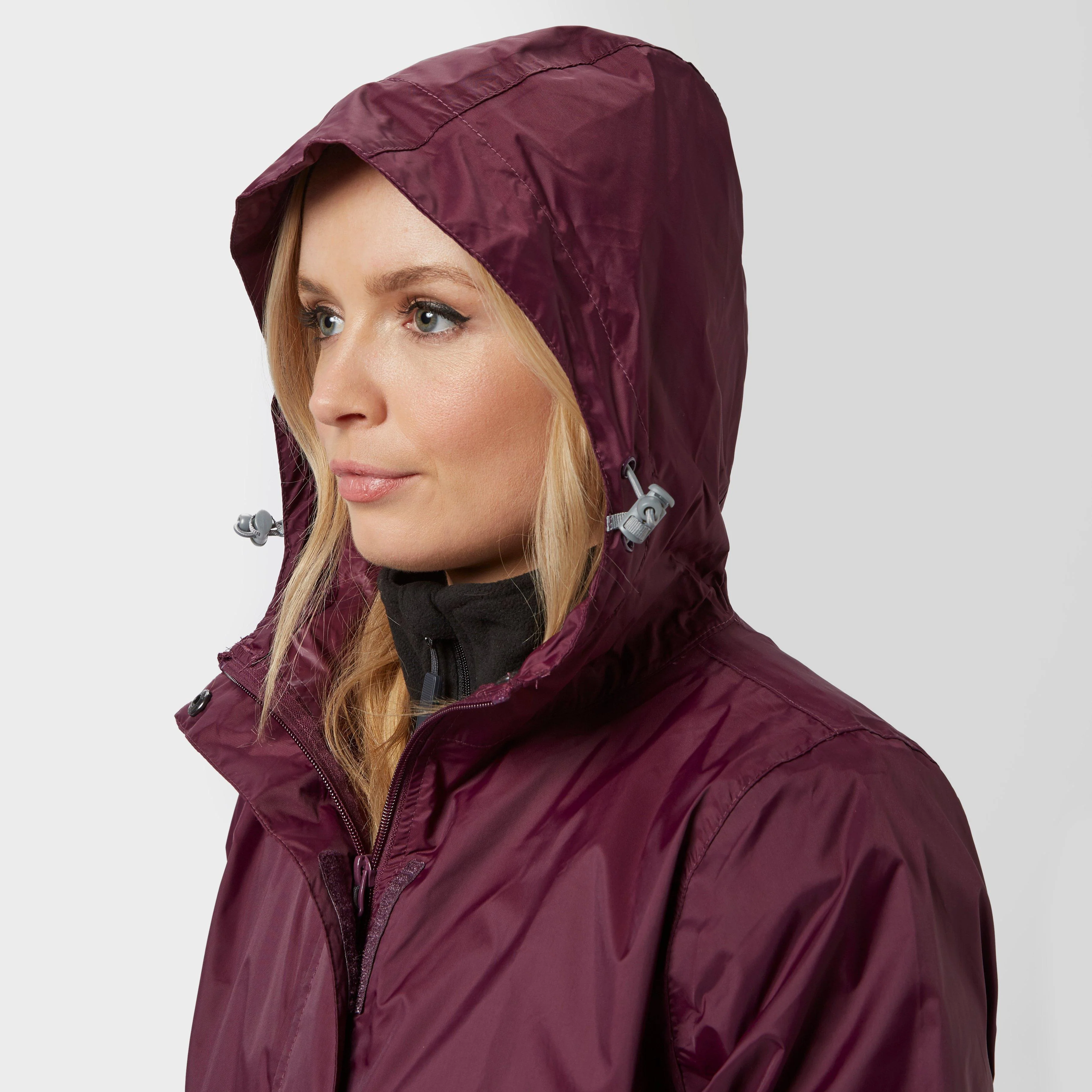 Womens Packable Hooded Jacket Plum - Image 5