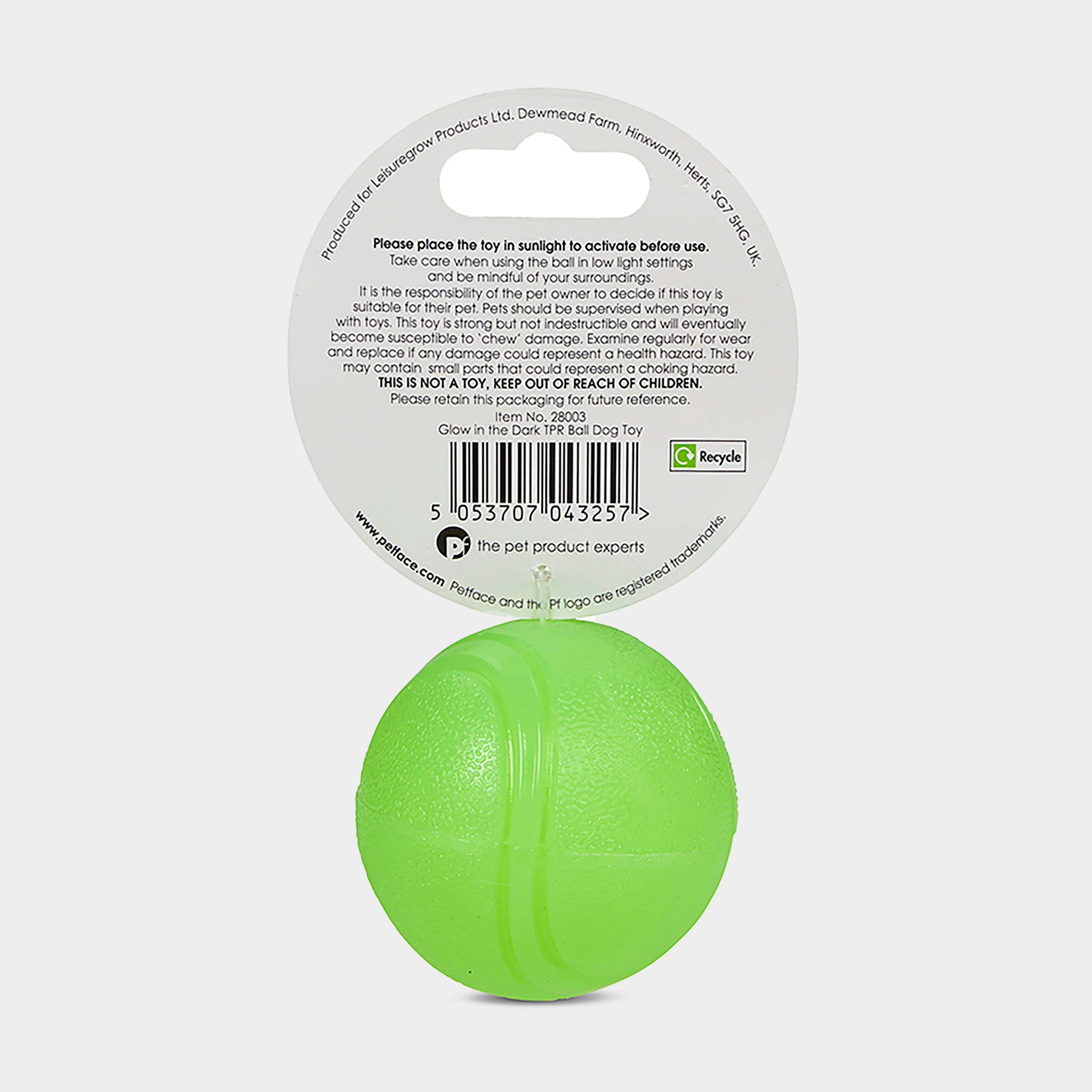 Outdoor Paws Glow In The Dark TPR Ball Dog Toy - Image 2