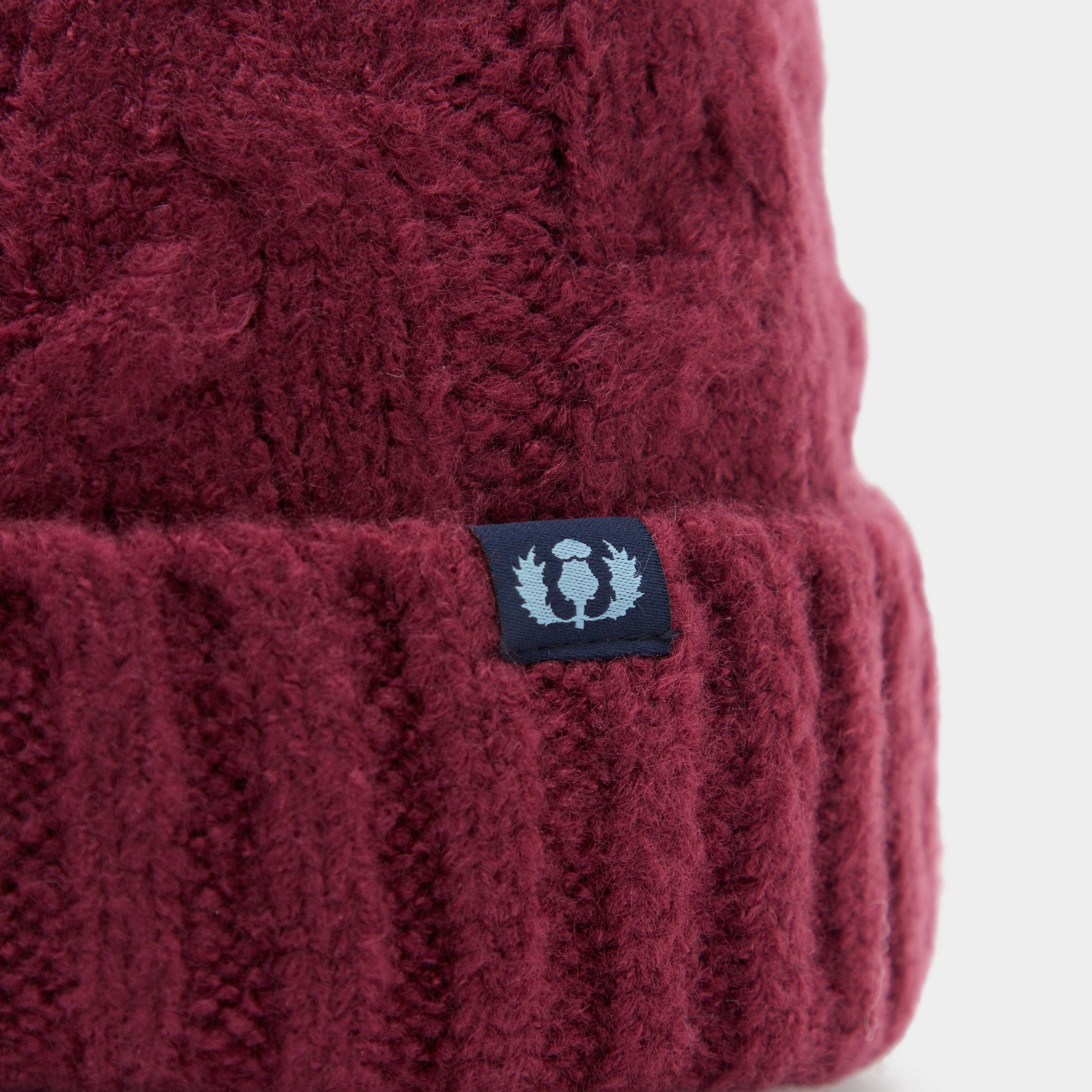 Chunky Knit Bobble Hat Wine - Image 3