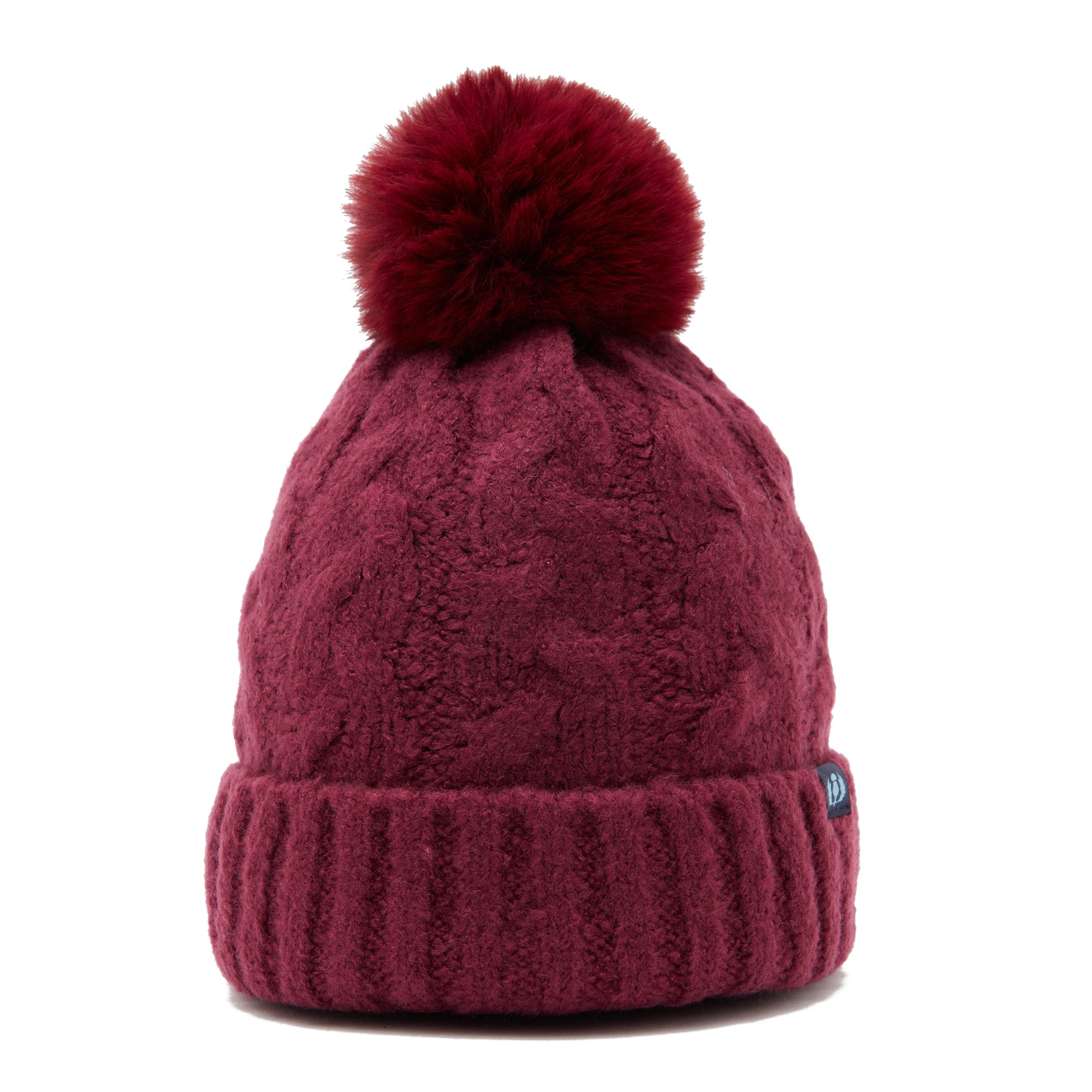 Chunky Knit Bobble Hat Wine - Image 4