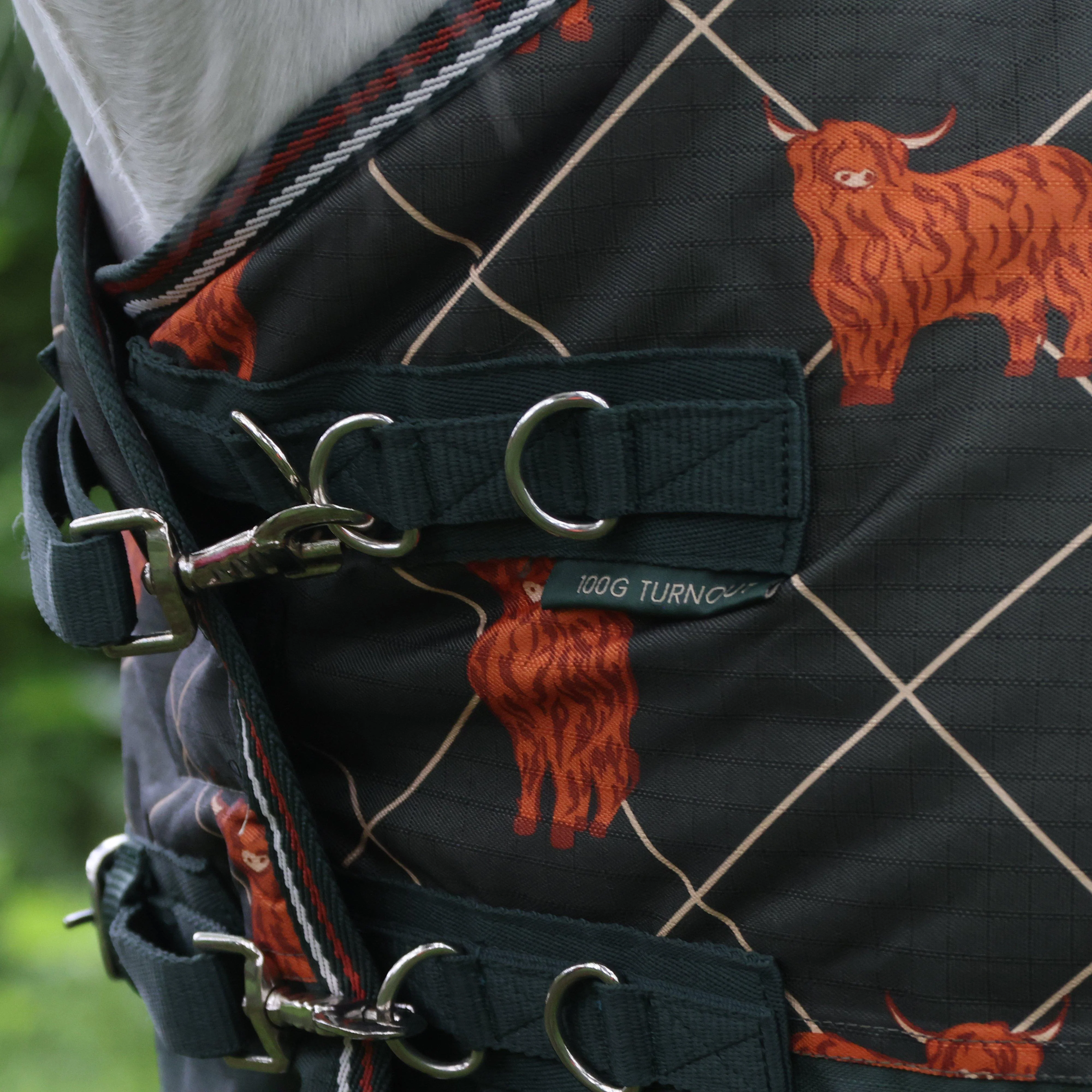 Original 100g Light-Medium Standard Neck Turnout Rug Olive - Image 9