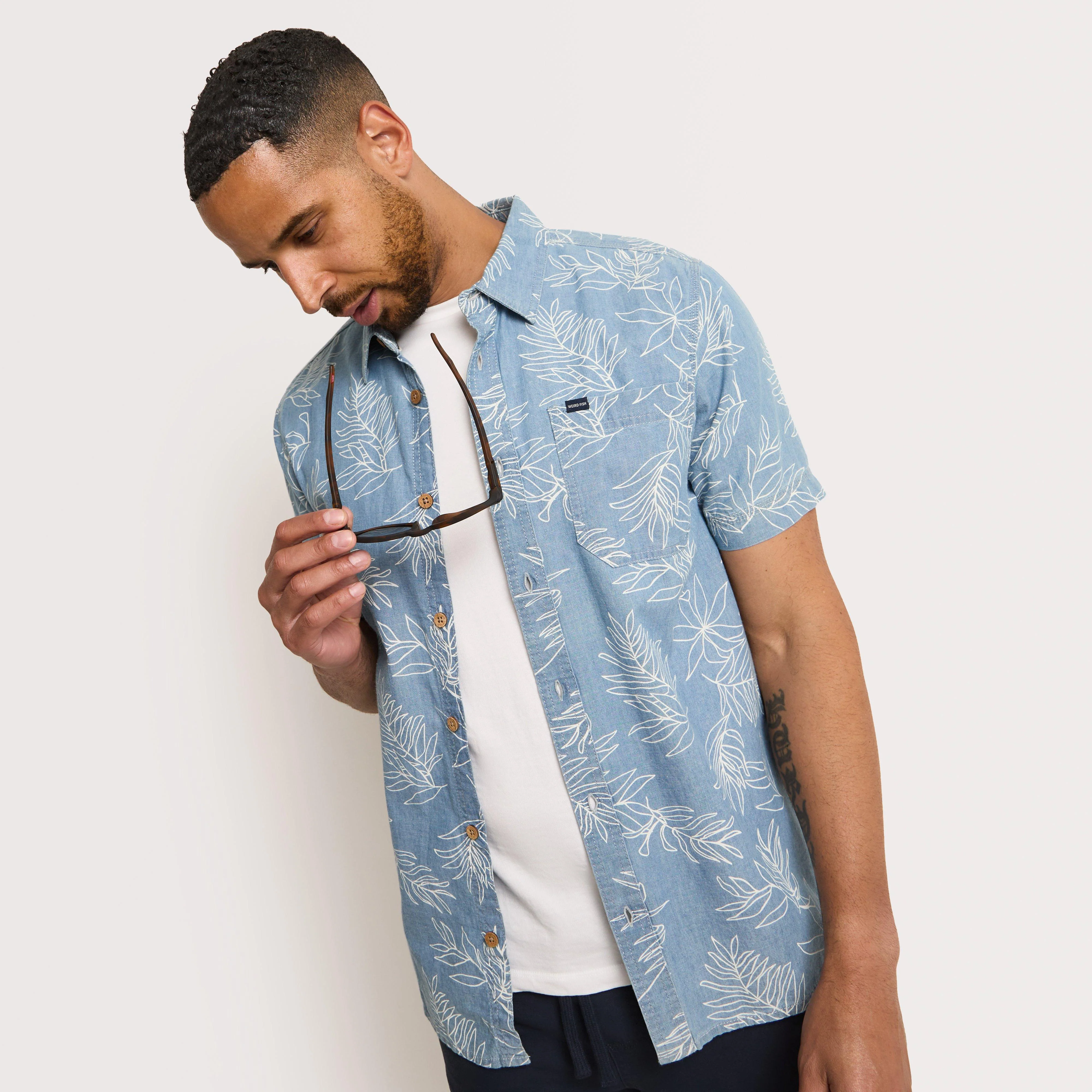 Men's Russell Printed Chambray Short Sleeve Shirt